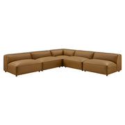 Auren 5-Piece Upholstered Armless L-Shaped Vegan Leather Modular Sofa - Camel