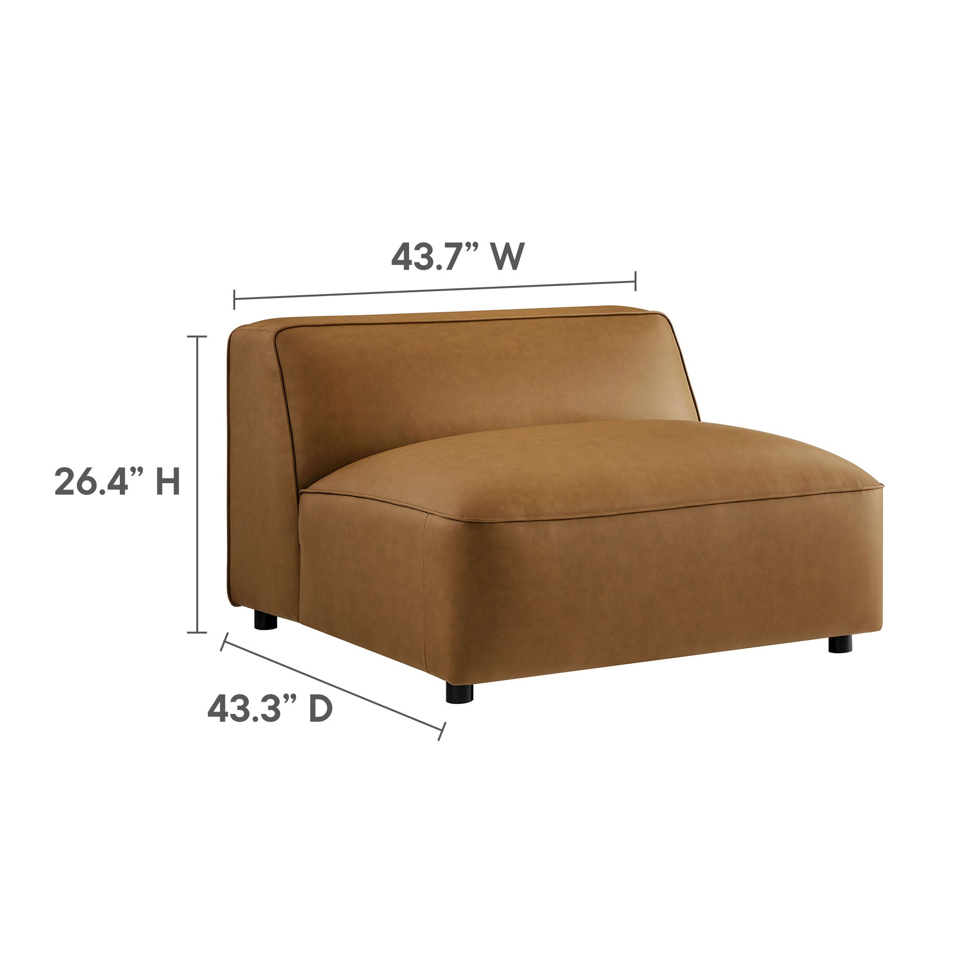 Auren 5-Piece Upholstered Armless L-Shaped Vegan Leather Modular Sofa - Coffee