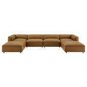 Auren 6-Piece Upholstered Vegan Leather Modular Sofa - Camel