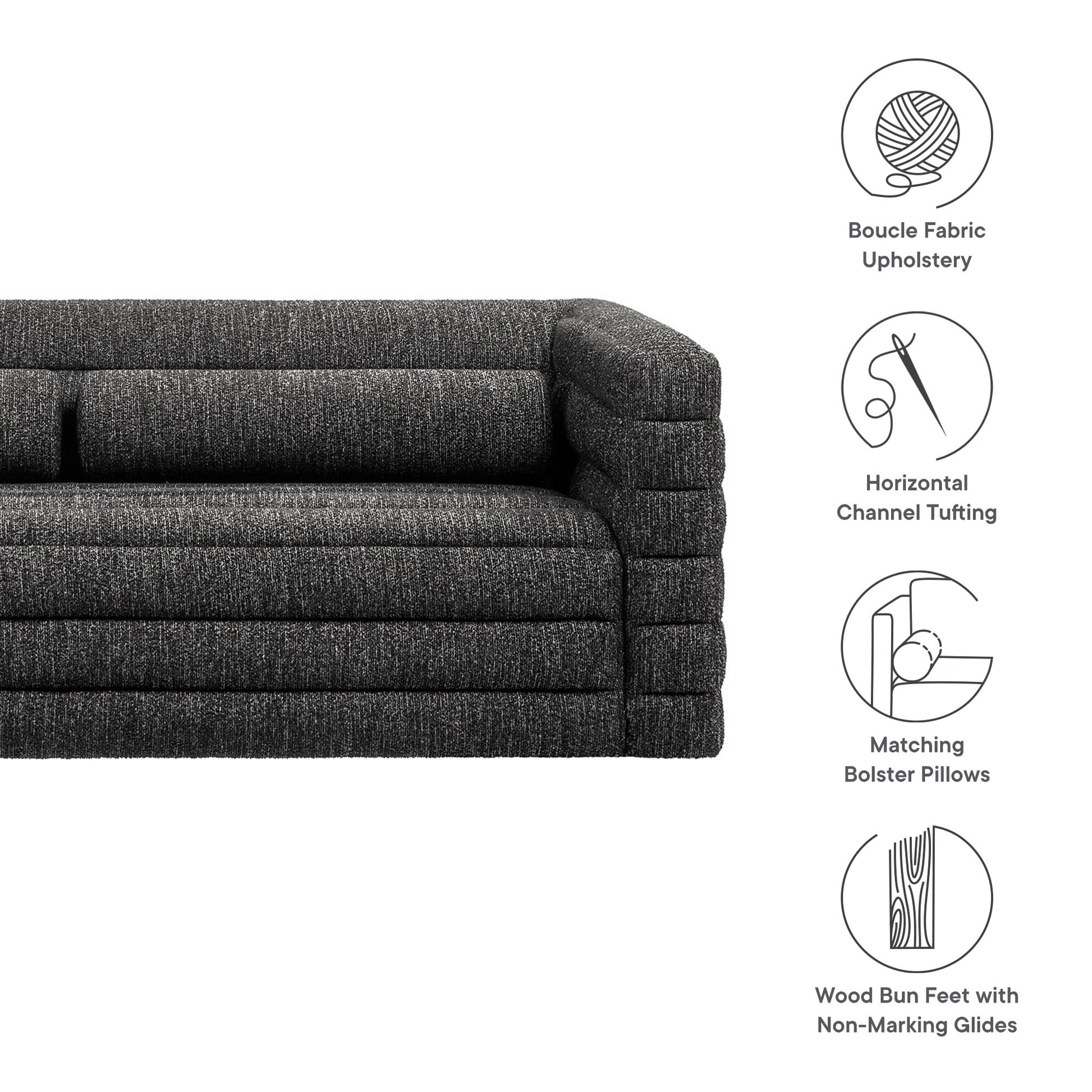 Relle Channel Tufted Boucle Upholstered Sofa - Newsprint