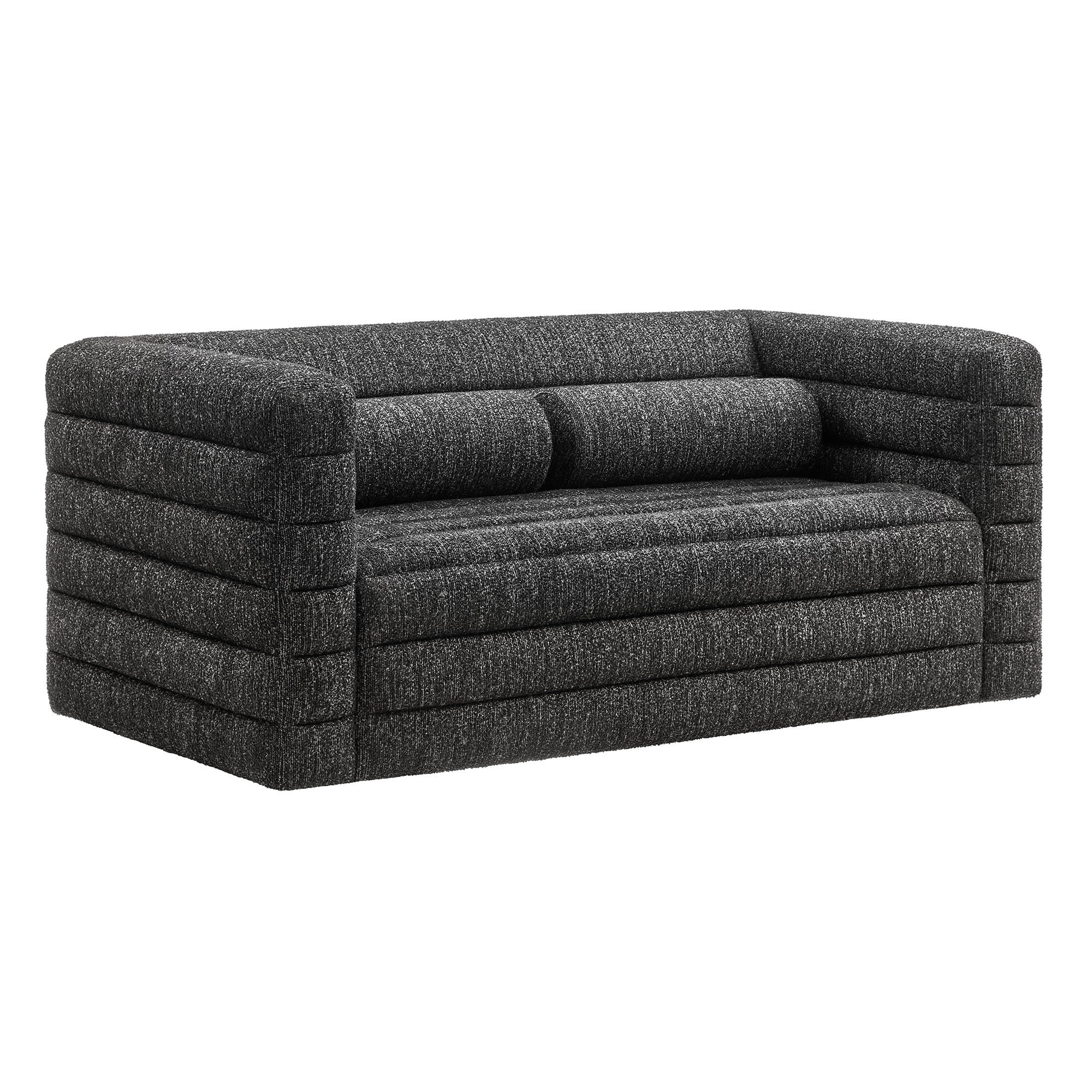 Relle Channel Tufted Boucle Upholstered Loveseat - Charcoal