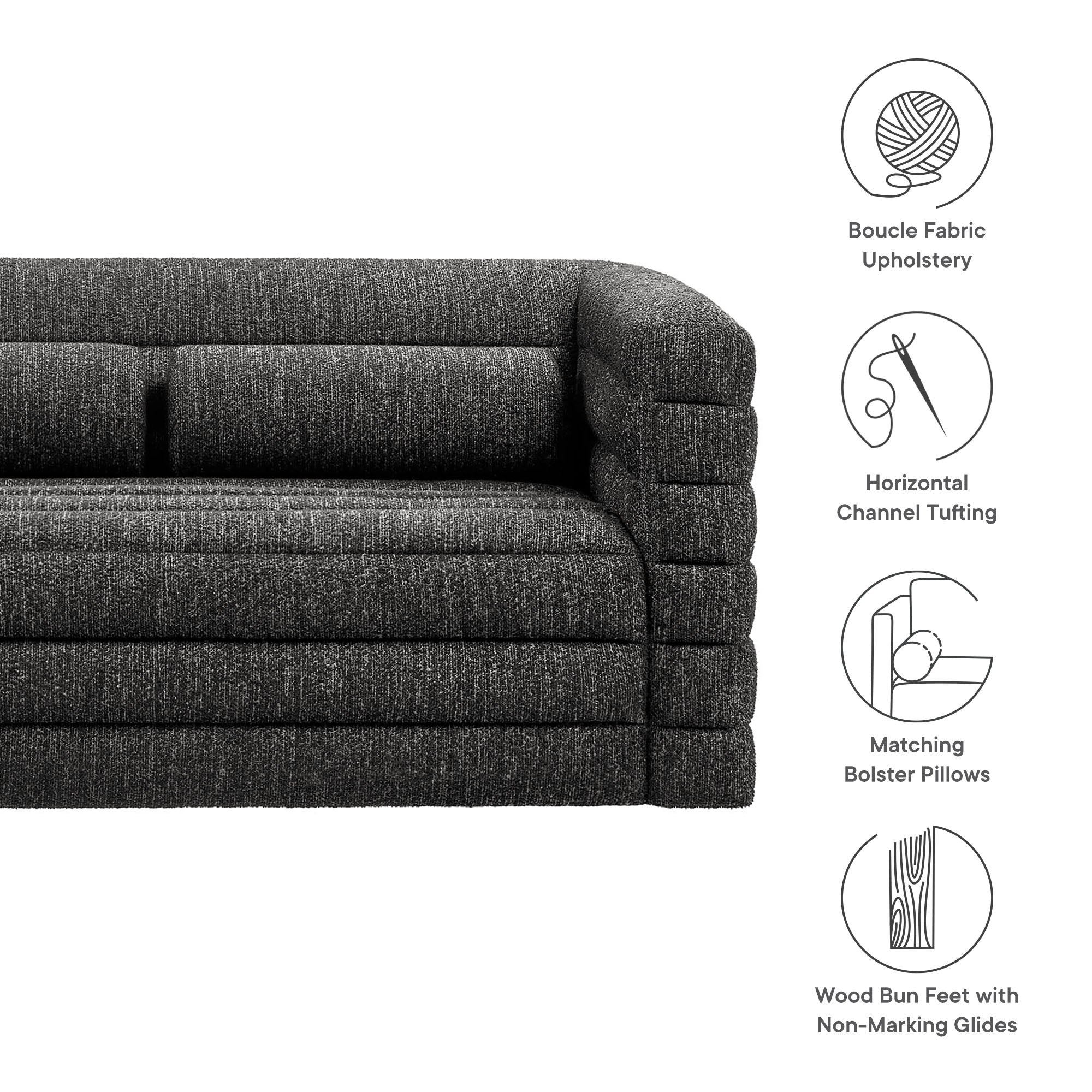 Relle Channel Tufted Boucle Upholstered Loveseat - Newsprint
