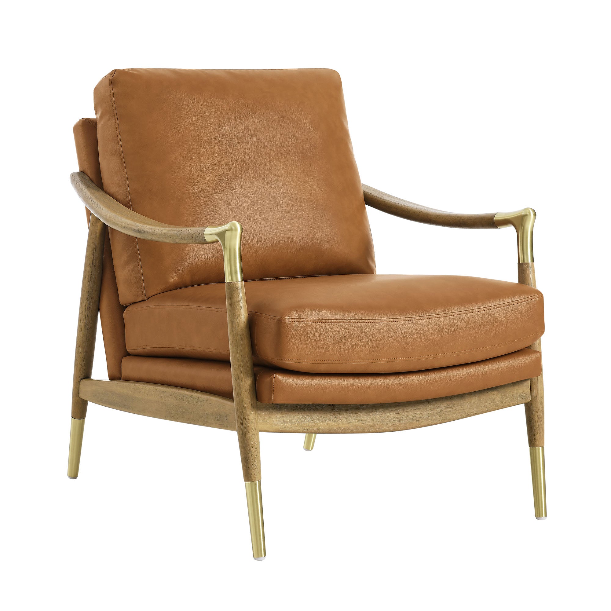 Langford Vegan Leather Accent Armchair - Tan Walnut