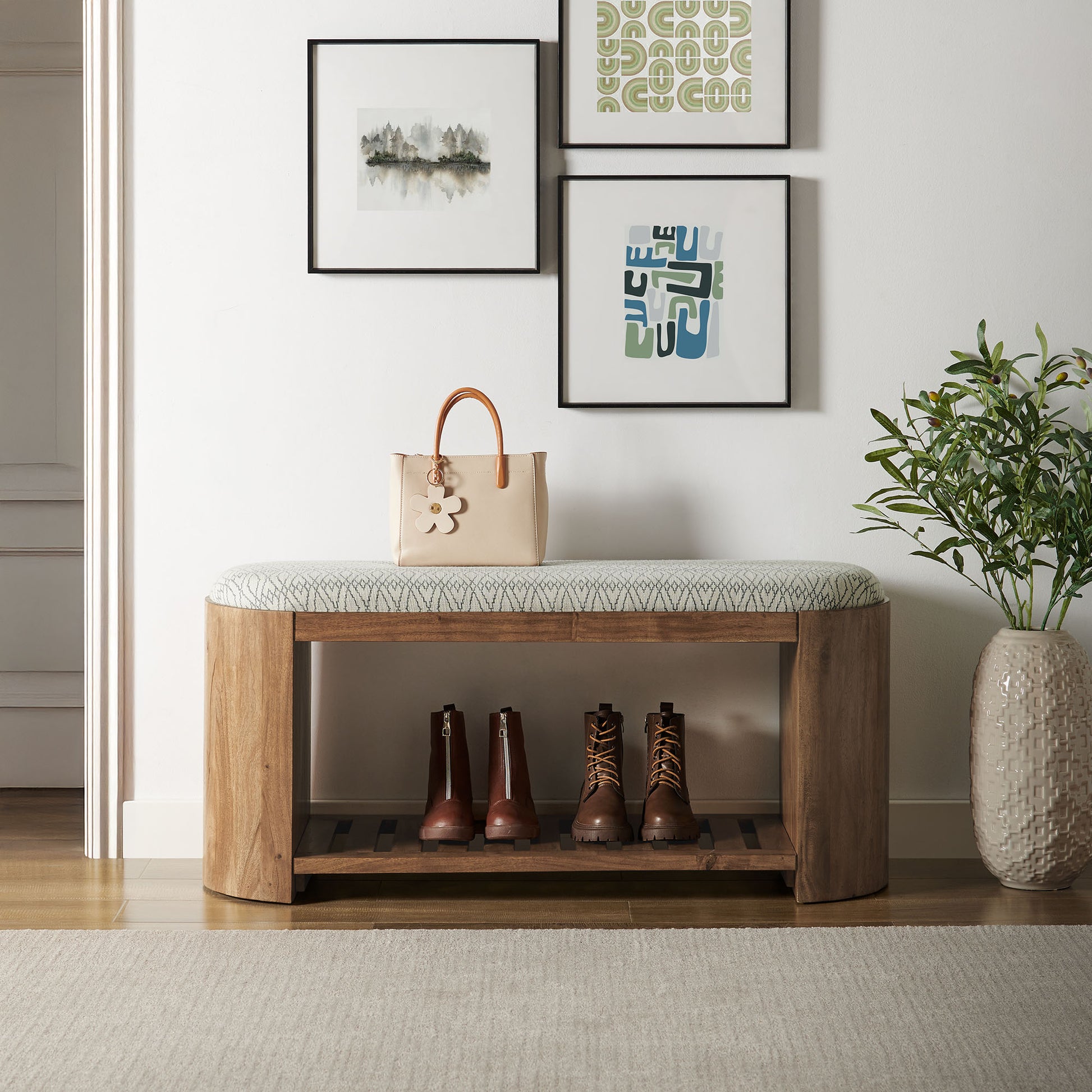 Ashby 45" Geometric Upholstered Bench
