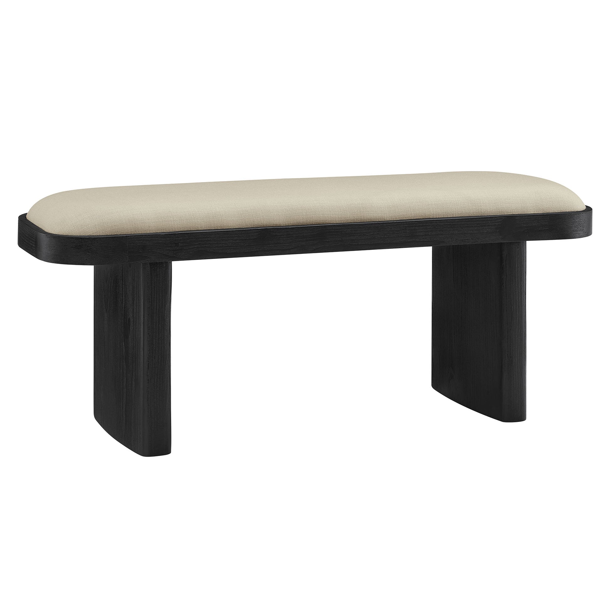 Iver 43" Upholstered Wood Accent Bench - Black Flax