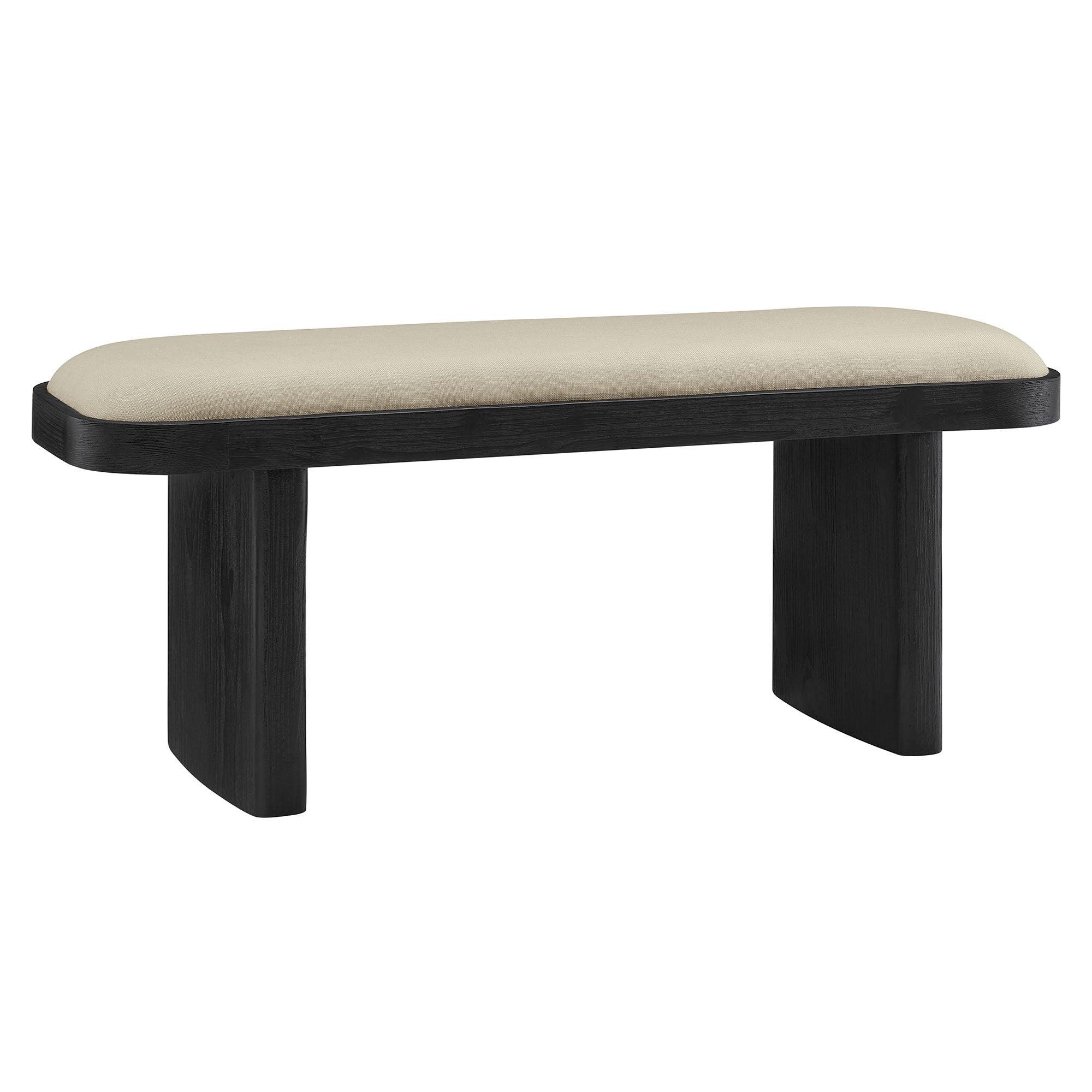 Iver 43" Upholstered Wood Accent Bench - Black Flax