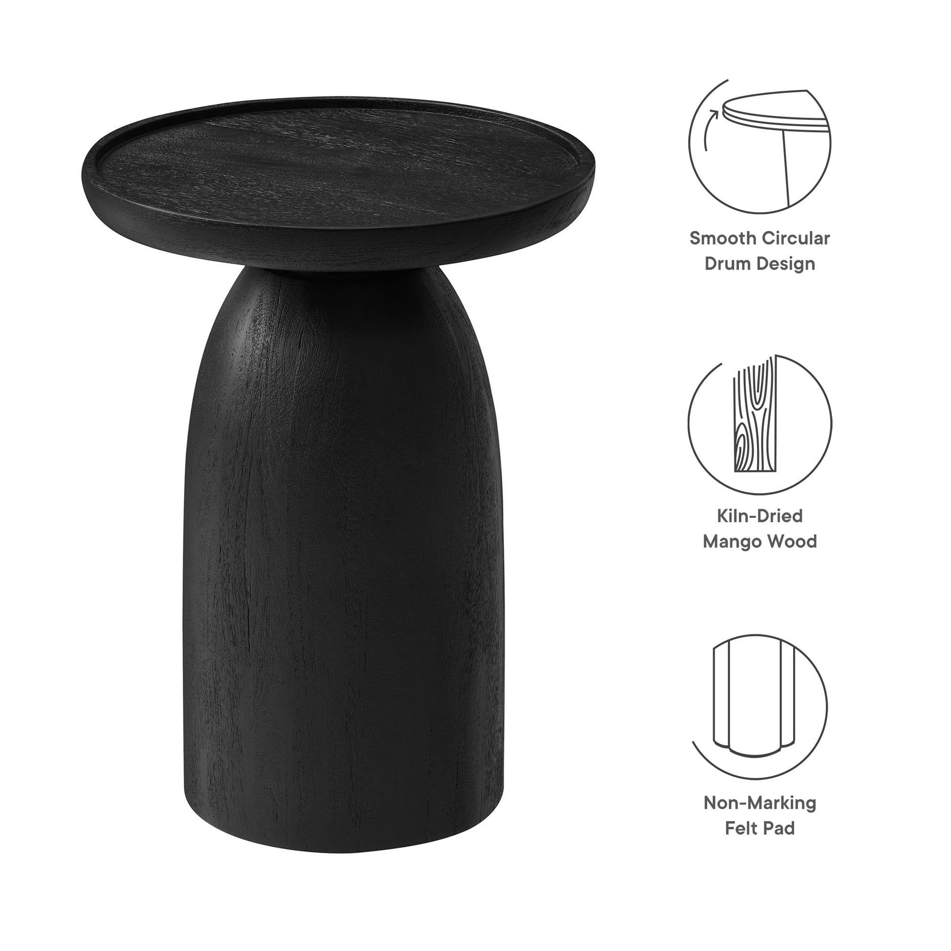 Holloway Round Wood Side Table - Walnut