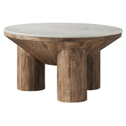 Ellison 33" Round Wood Coffee Table With Marble Top - Walnut