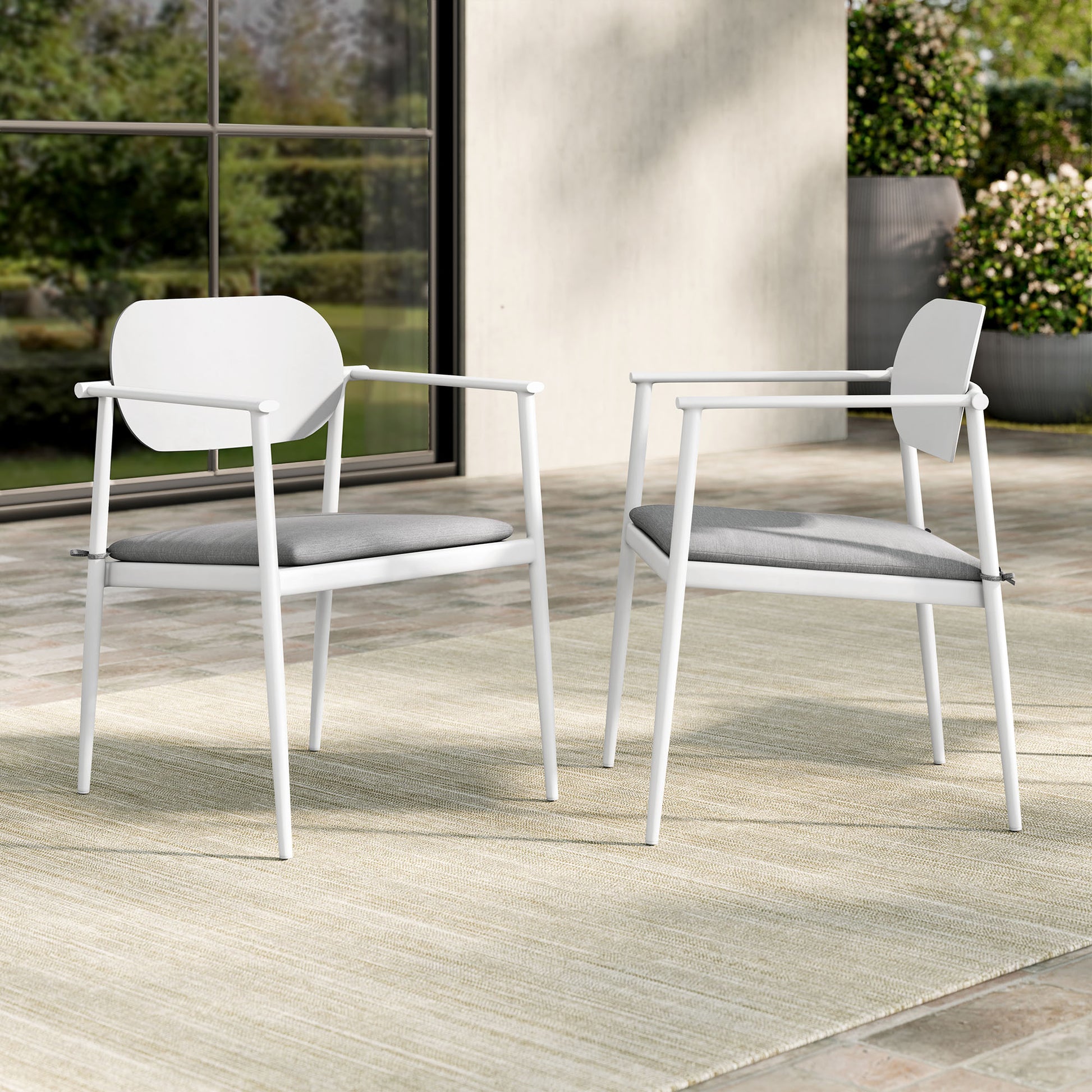 Aeris Stackable Outdoor Patio Aluminum Dining Armchair Set of 2