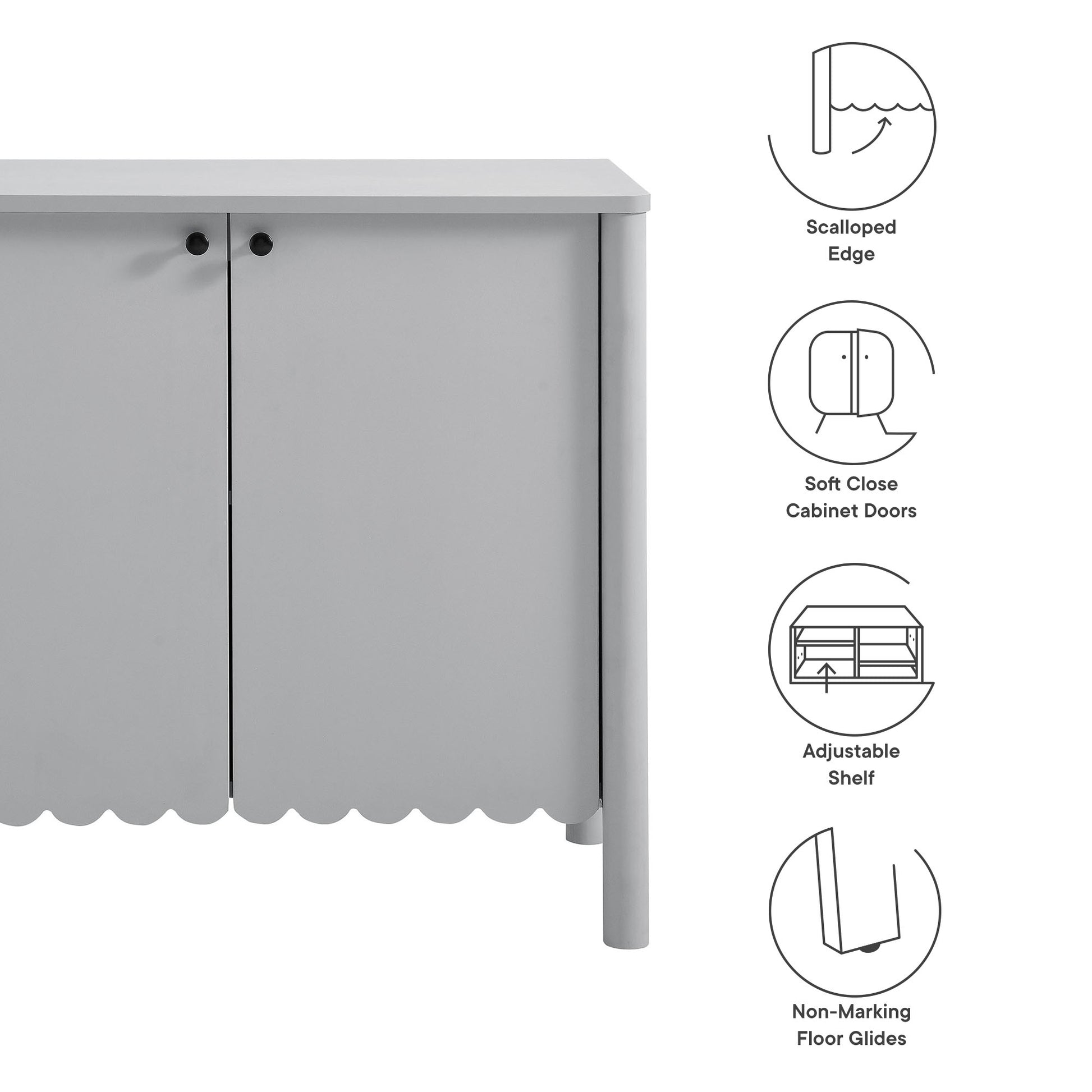 Emmeline 35" 2-Door Scalloped Sideboard Cabinet - Sage