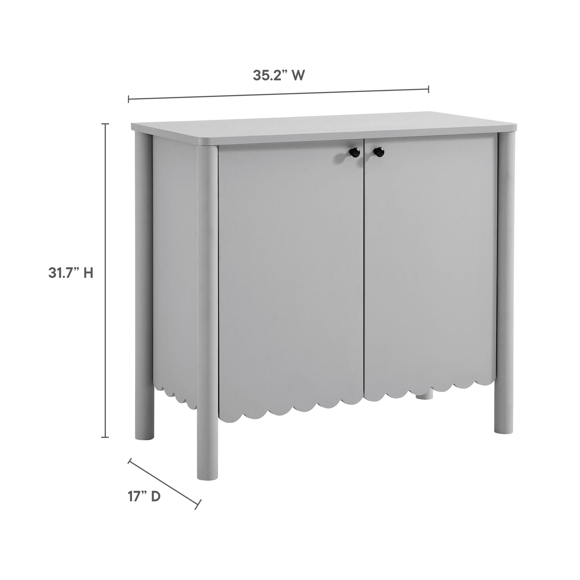 Emmeline 35" 2-Door Scalloped Sideboard Cabinet - White