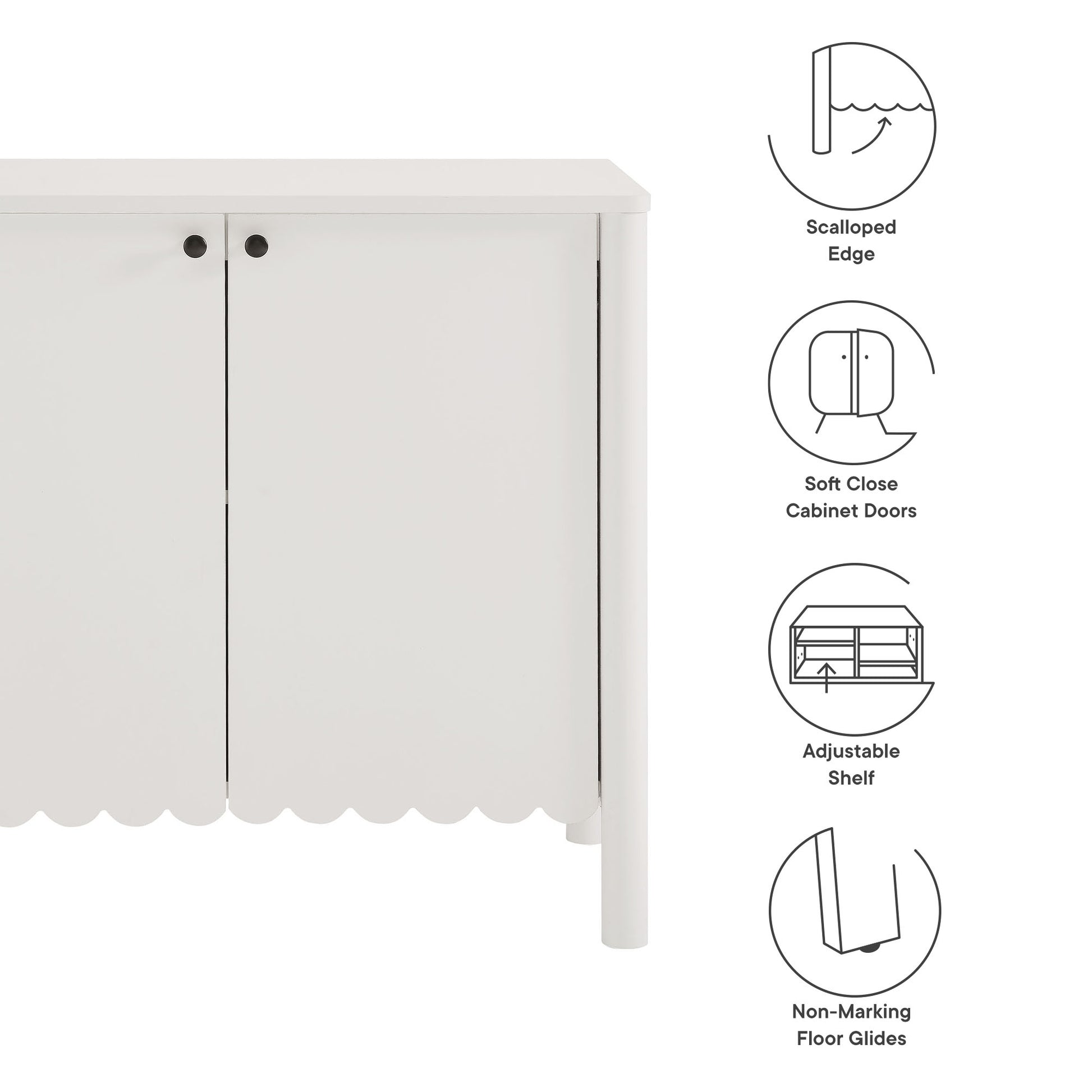 Emmeline 35" 2-Door Scalloped Sideboard Cabinet
