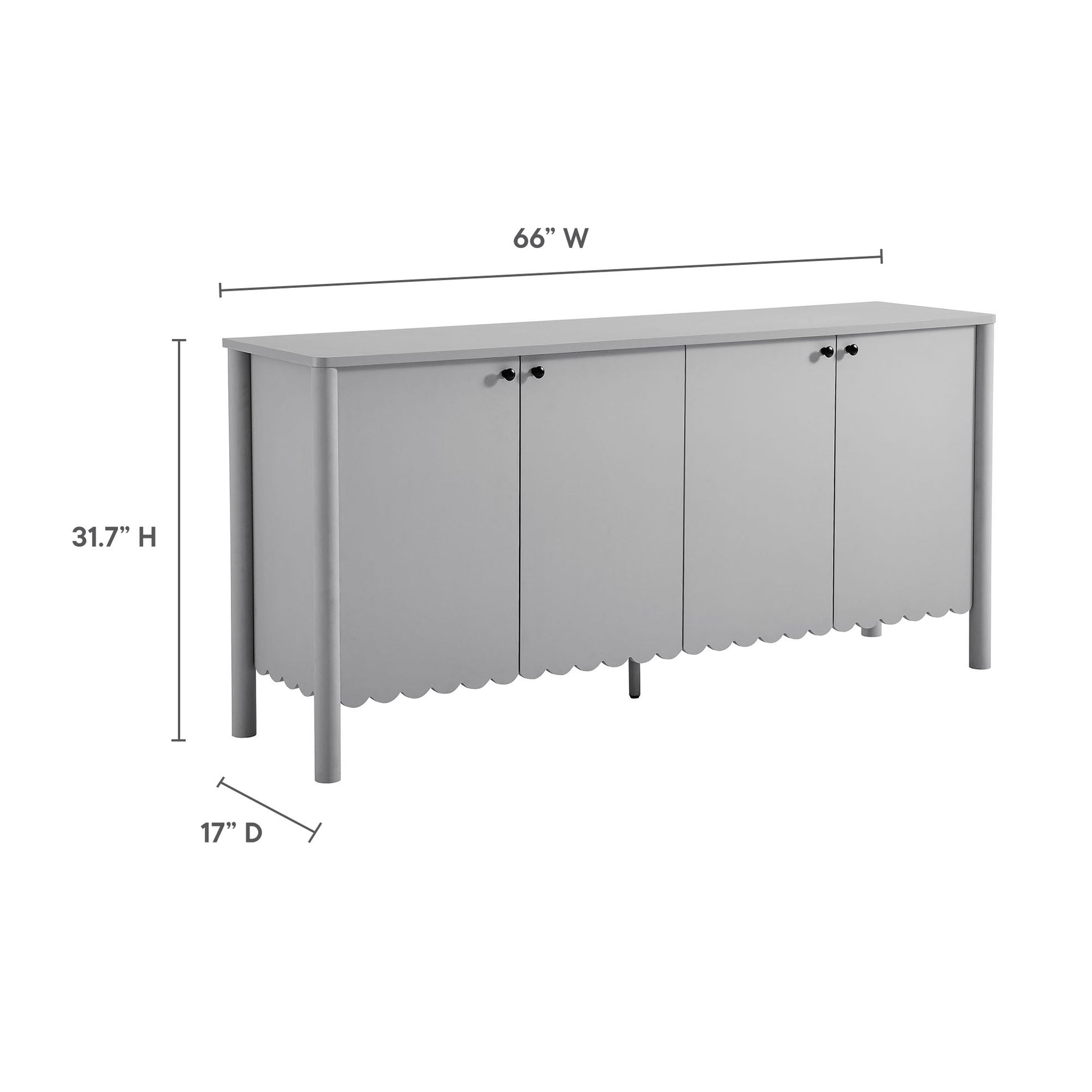 Emmeline 66" 4-Door Scalloped Sideboard Cabinet - Sage