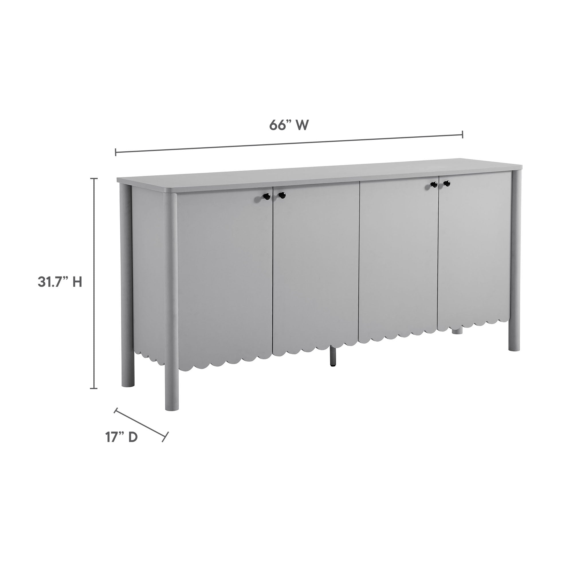 Emmeline 66" 4-Door Scalloped Sideboard Cabinet - Sage
