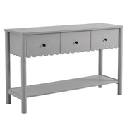 Emmeline 3-Drawer Scalloped Console Table - Light Gray