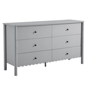 Emmeline Scalloped 6-Drawer Dresser - Light Gray