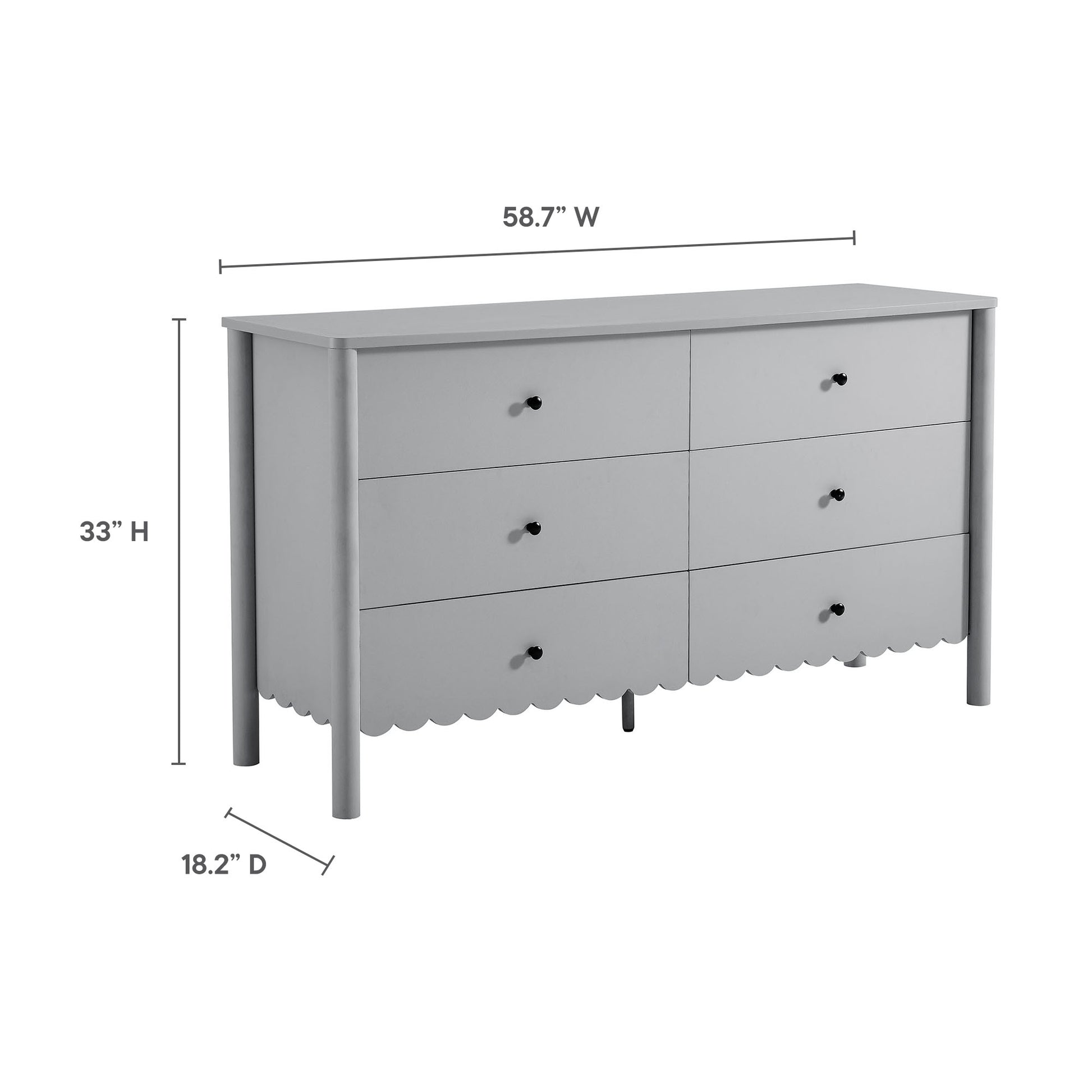 Emmeline Scalloped 6-Drawer Dresser - Sage