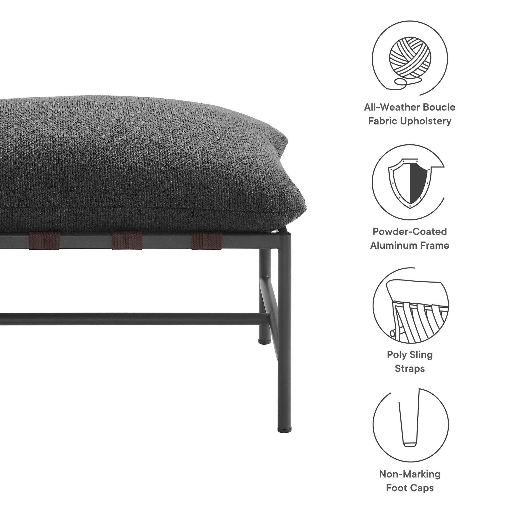 Raya Outdoor Patio Boucle Ottoman - Ivory