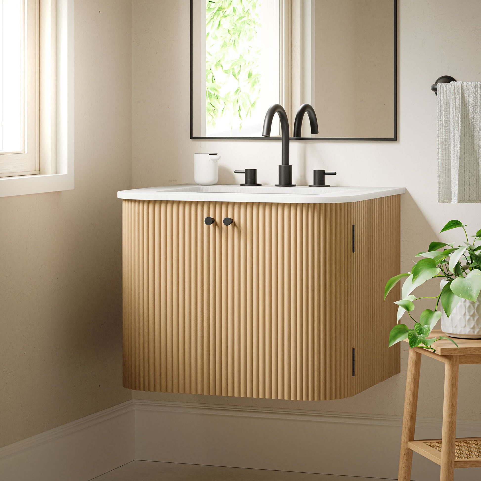Zia Wall-Mount Bathroom Vanity with Marble Sink