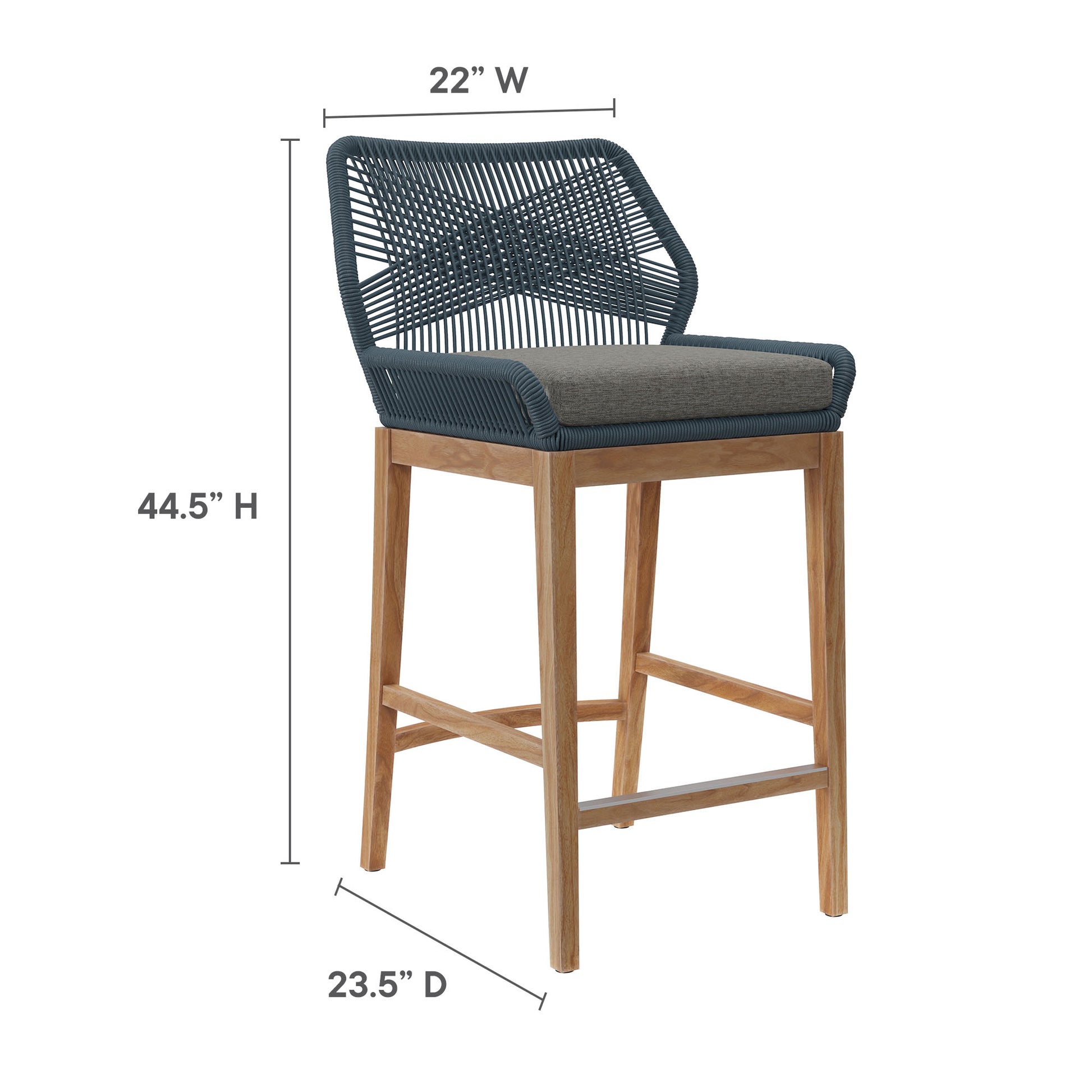 Wellspring 3-Piece Outdoor Patio Teak Wood Bar Set - Gray Graphite