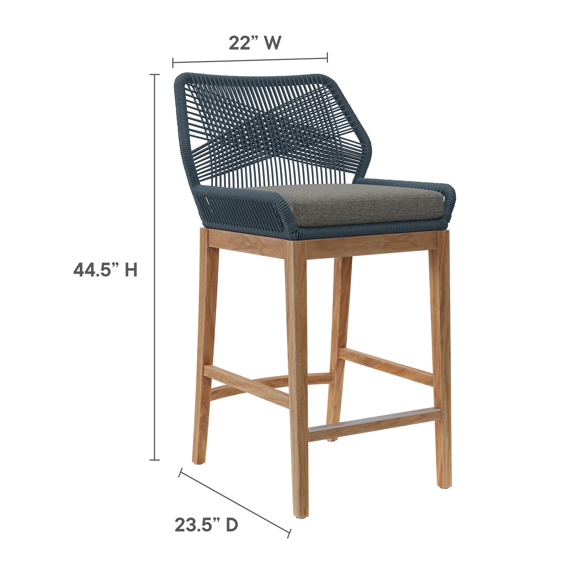 Wellspring 3-Piece Outdoor Patio Teak Wood Bar Set - Gray Graphite