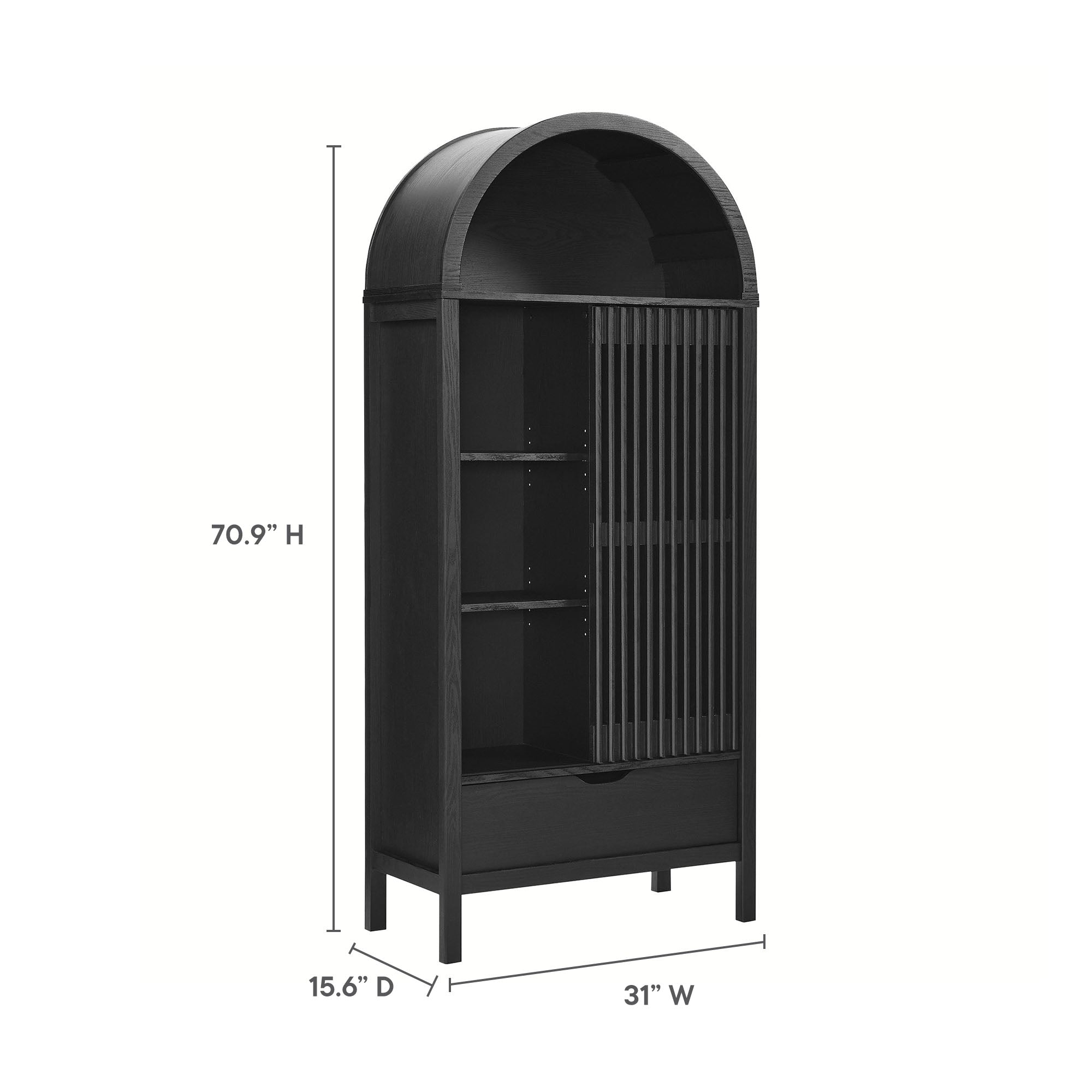 Vaughn 71" Arched Storage Display Cabinet - Walnut