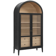 Nolan 74" Tall Arched Storage Display Cabinet - Black Oak