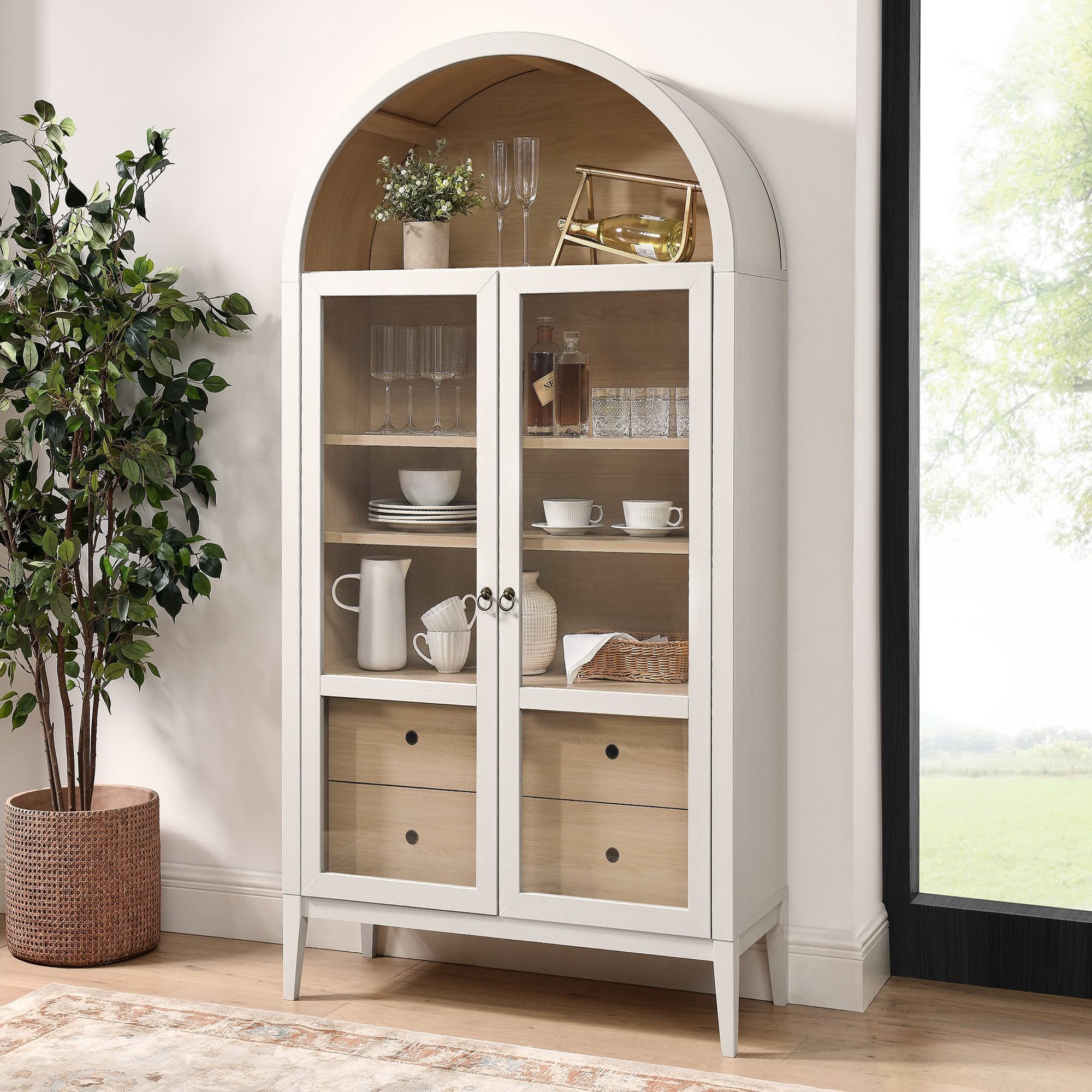Nolan 74" Tall Arched Storage Display Cabinet
