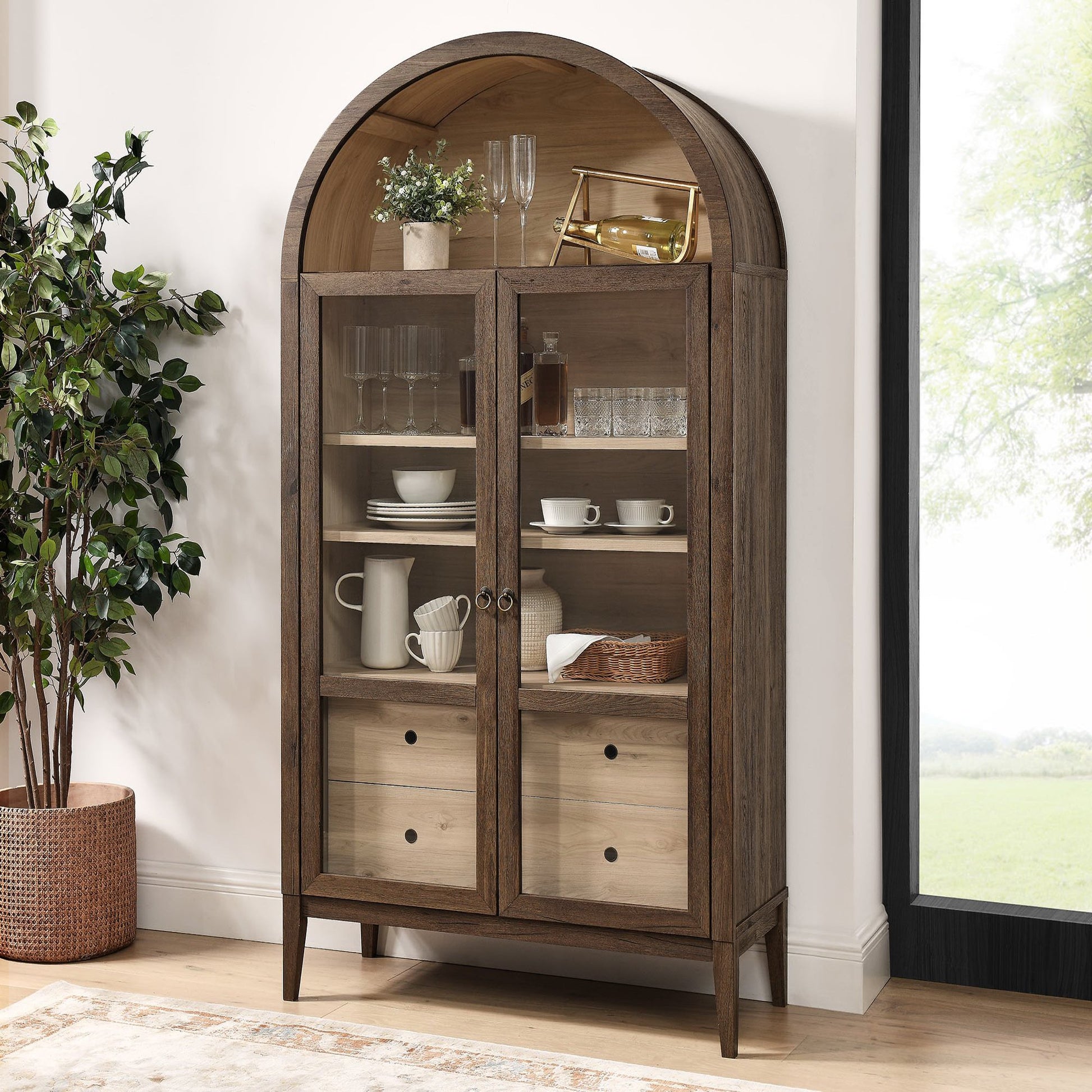 Nolan 74" Tall Arched Storage Display Cabinet