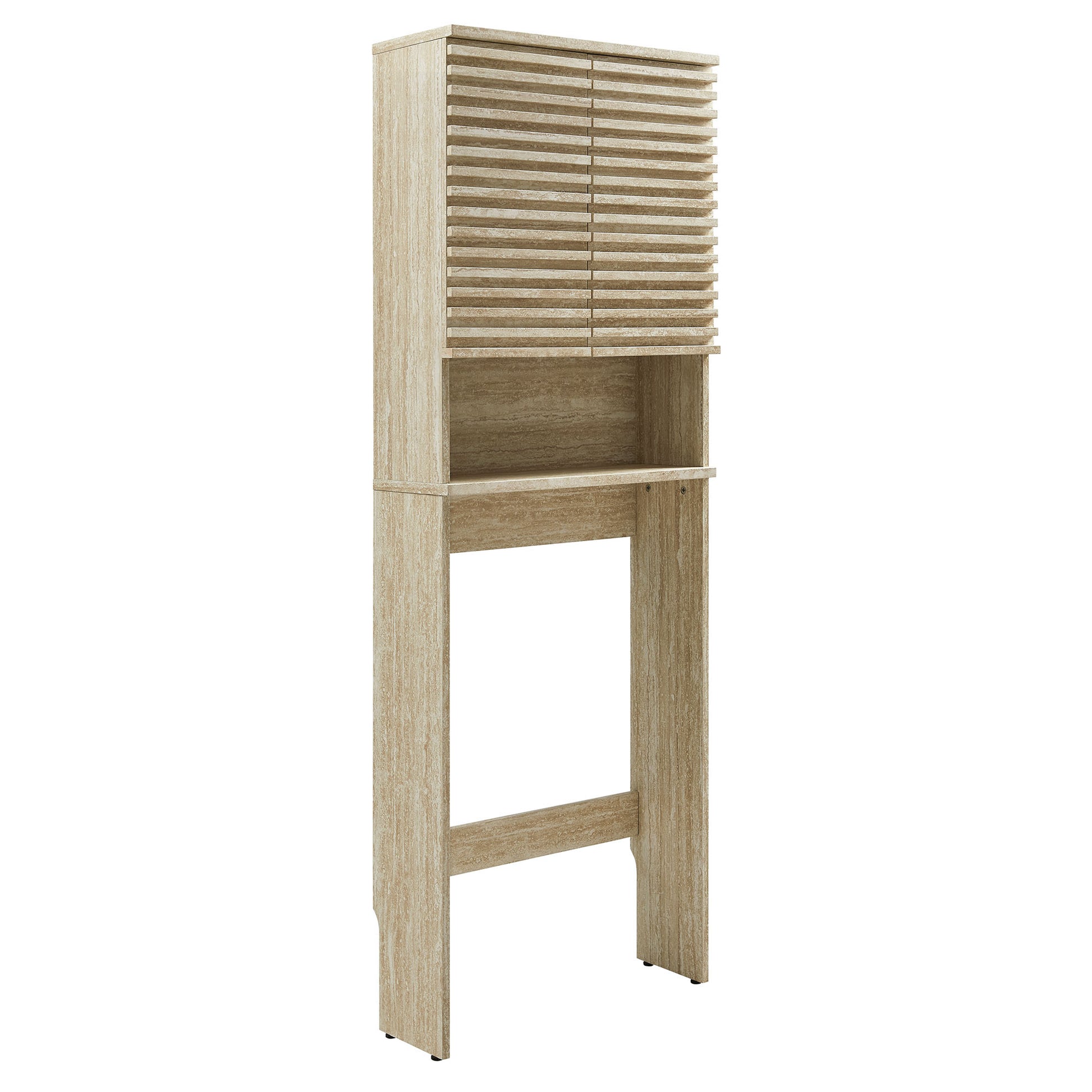 Render Over the Toilet Faux Travertine Bathroom Storage Cabinet - Travertine
