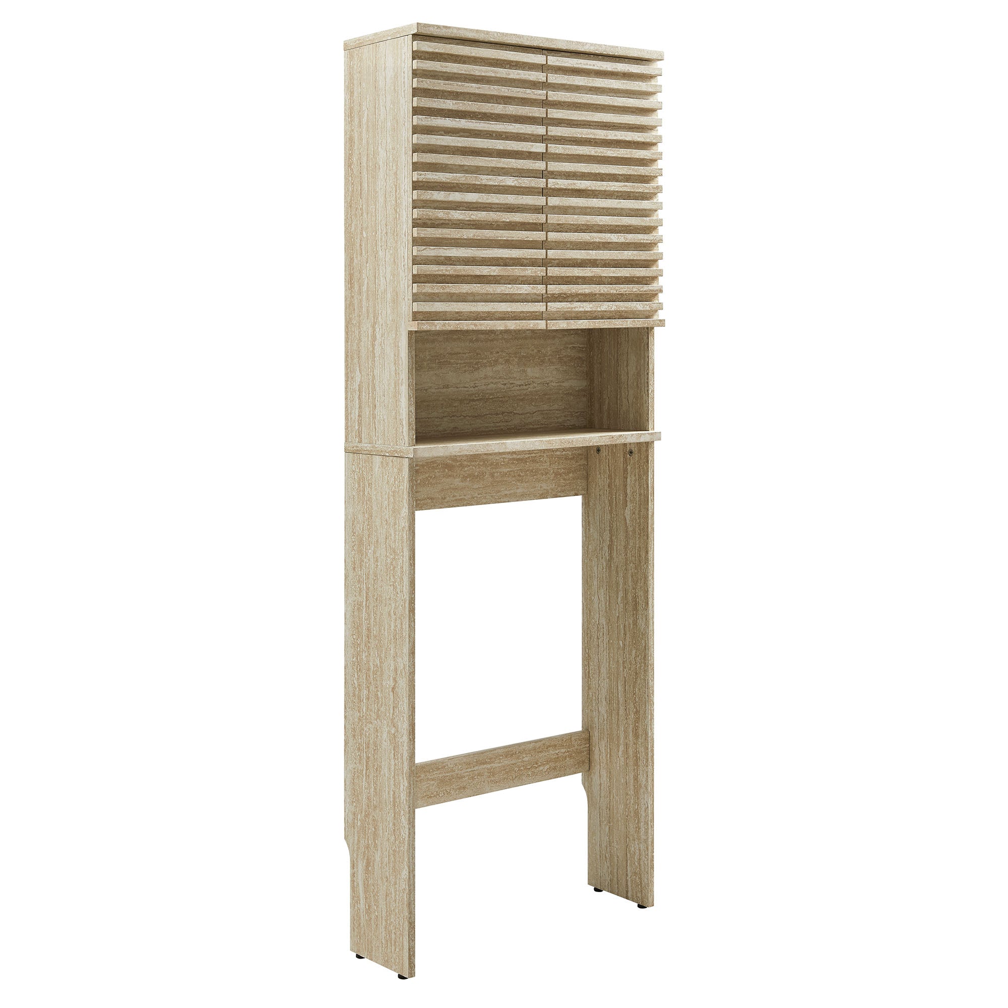 Render Over the Toilet Faux Travertine Bathroom Storage Cabinet - Travertine