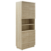 Render Tall Faux Travertine Linen Storage Cabinet - Travertine