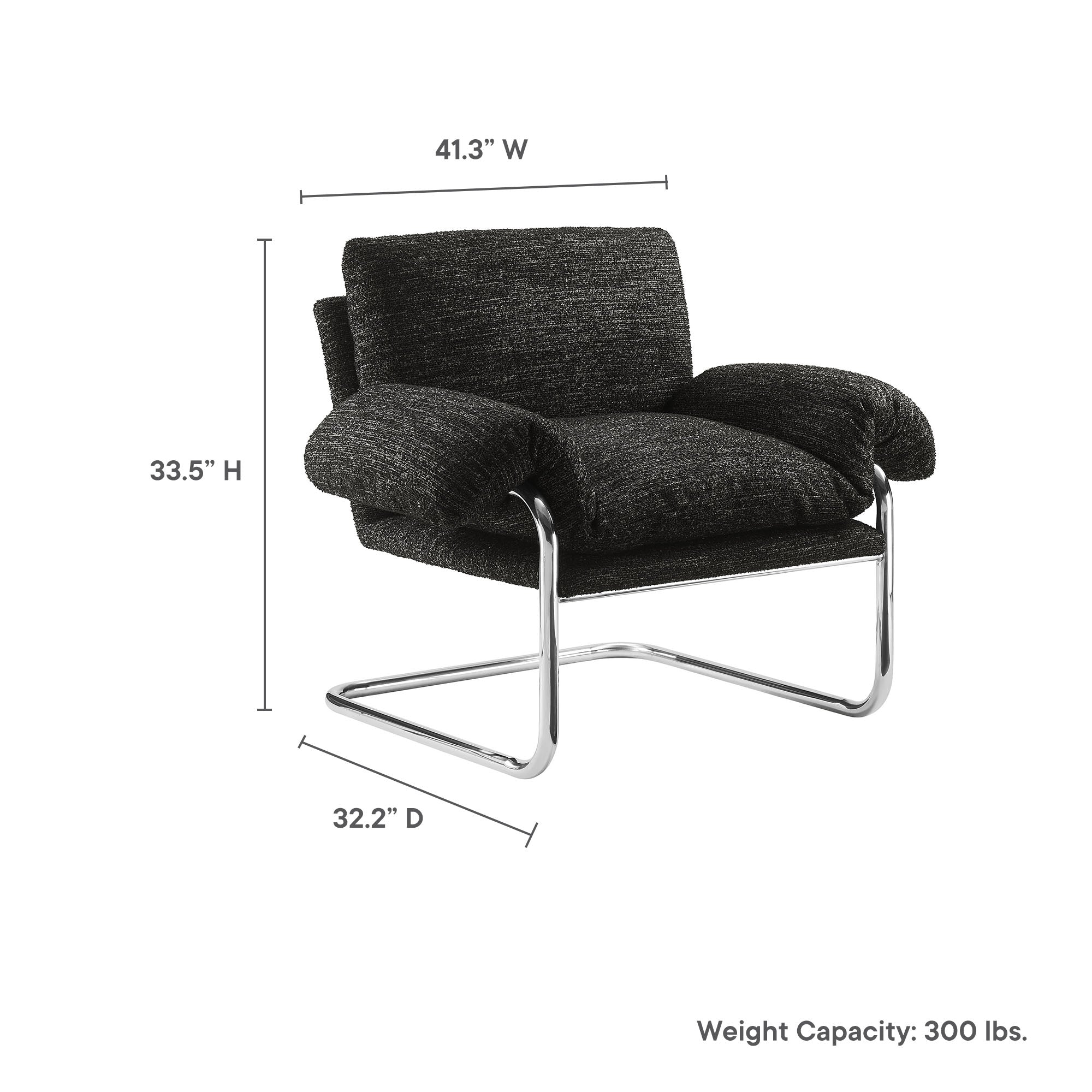 Ansel Boucle Fabric Accent Chair - Newsprint
