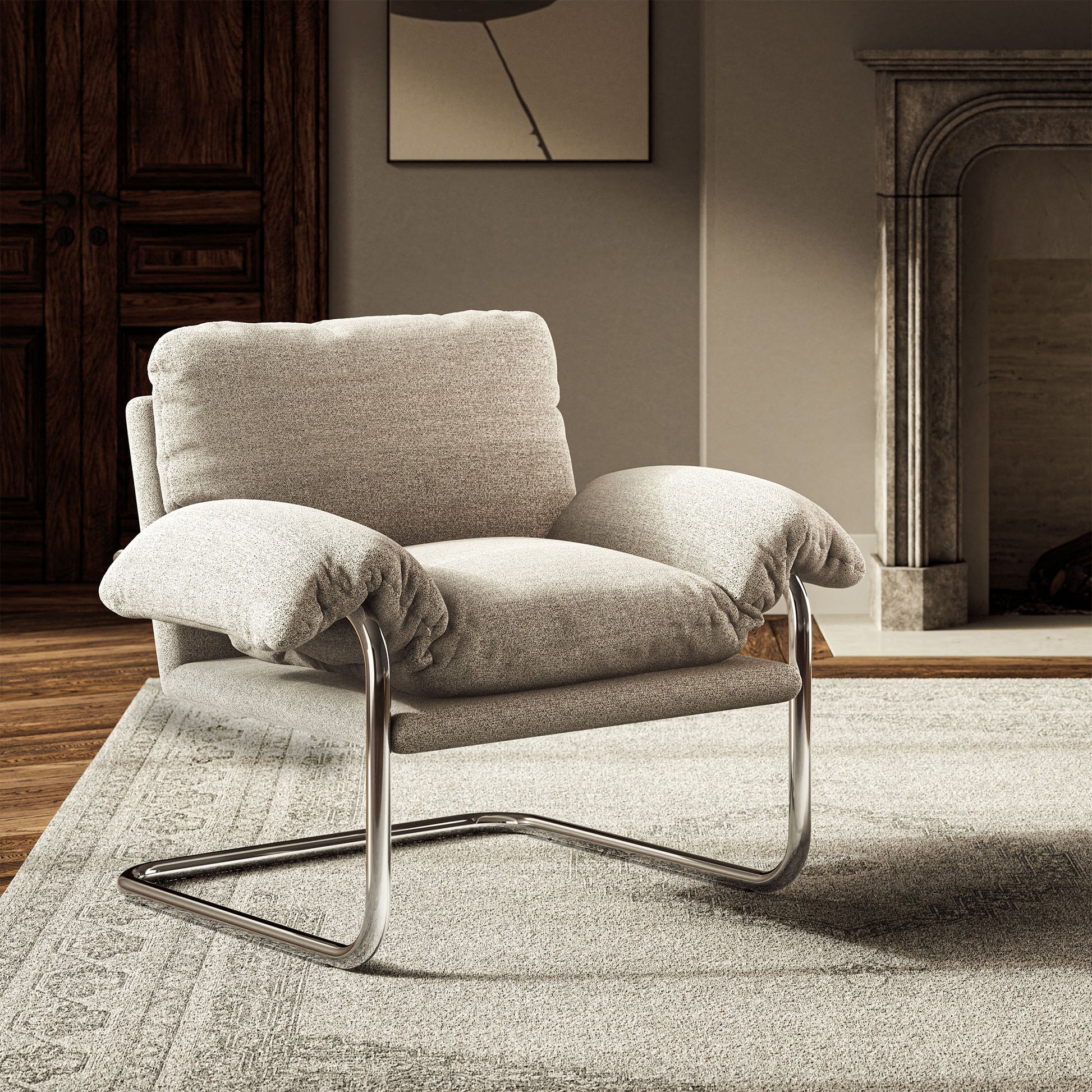 Ansel Boucle Fabric Accent Chair