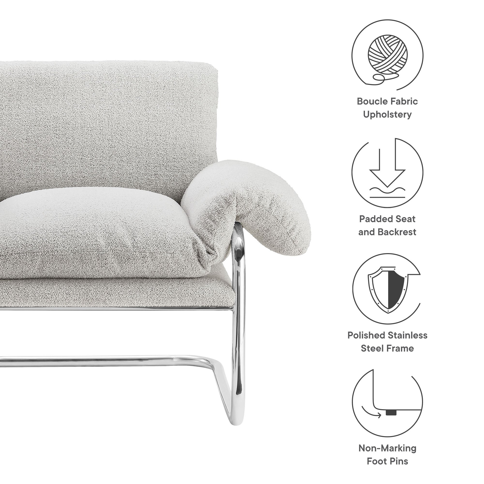 Ansel Boucle Fabric Accent Chair