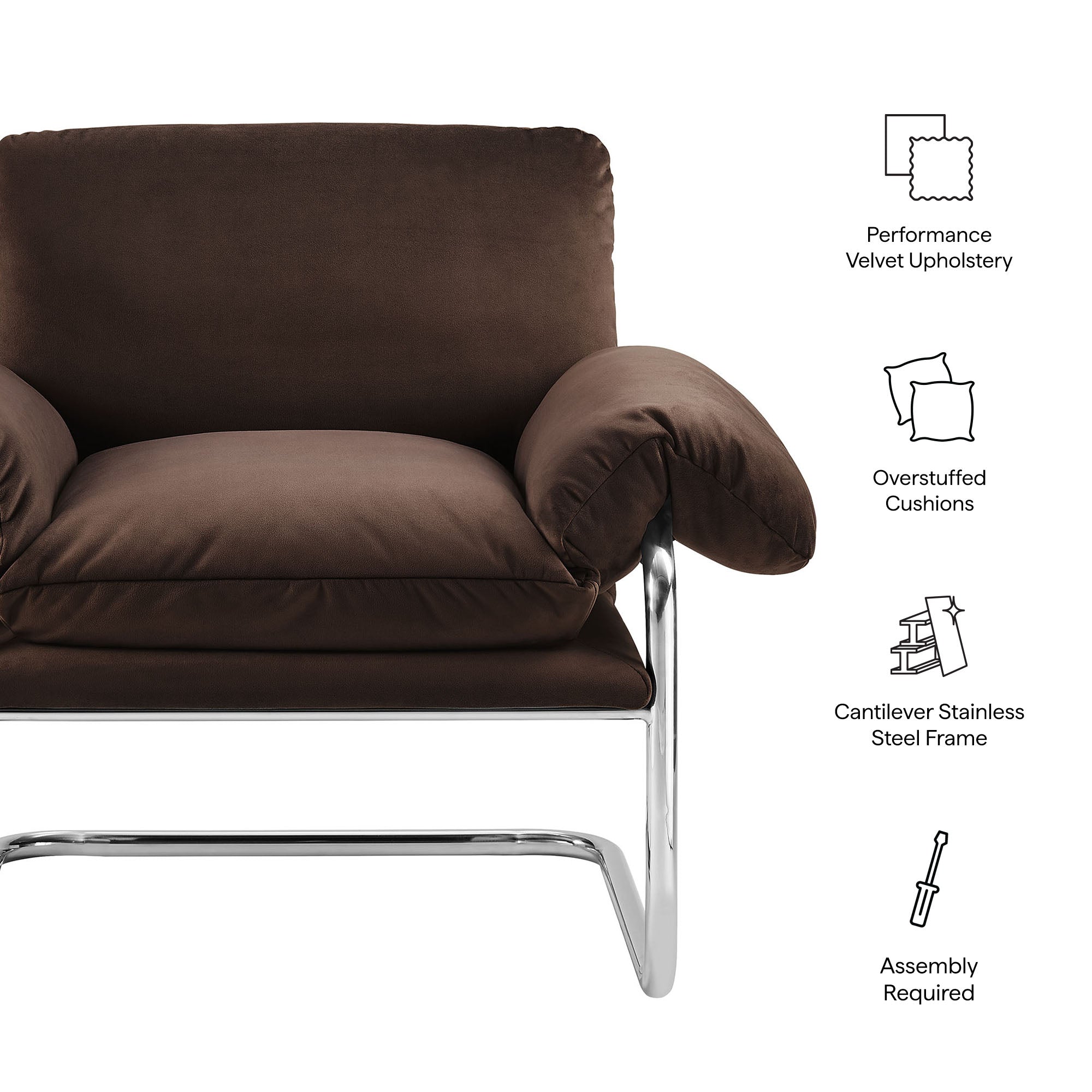 Ansel Performance Velvet Accent Chair - Taupe