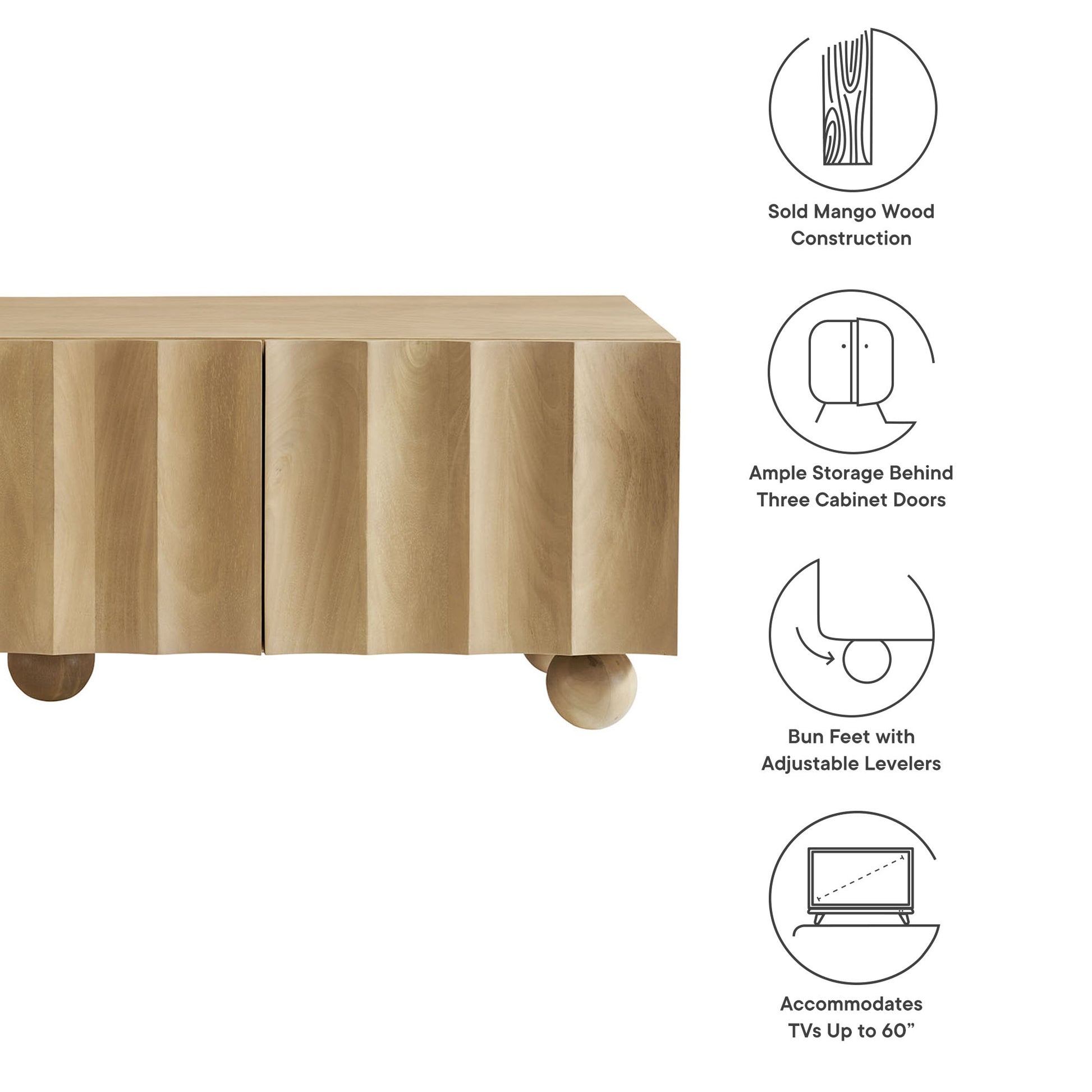 Sorren Scalloped 54" Wood TV Stand - Walnut