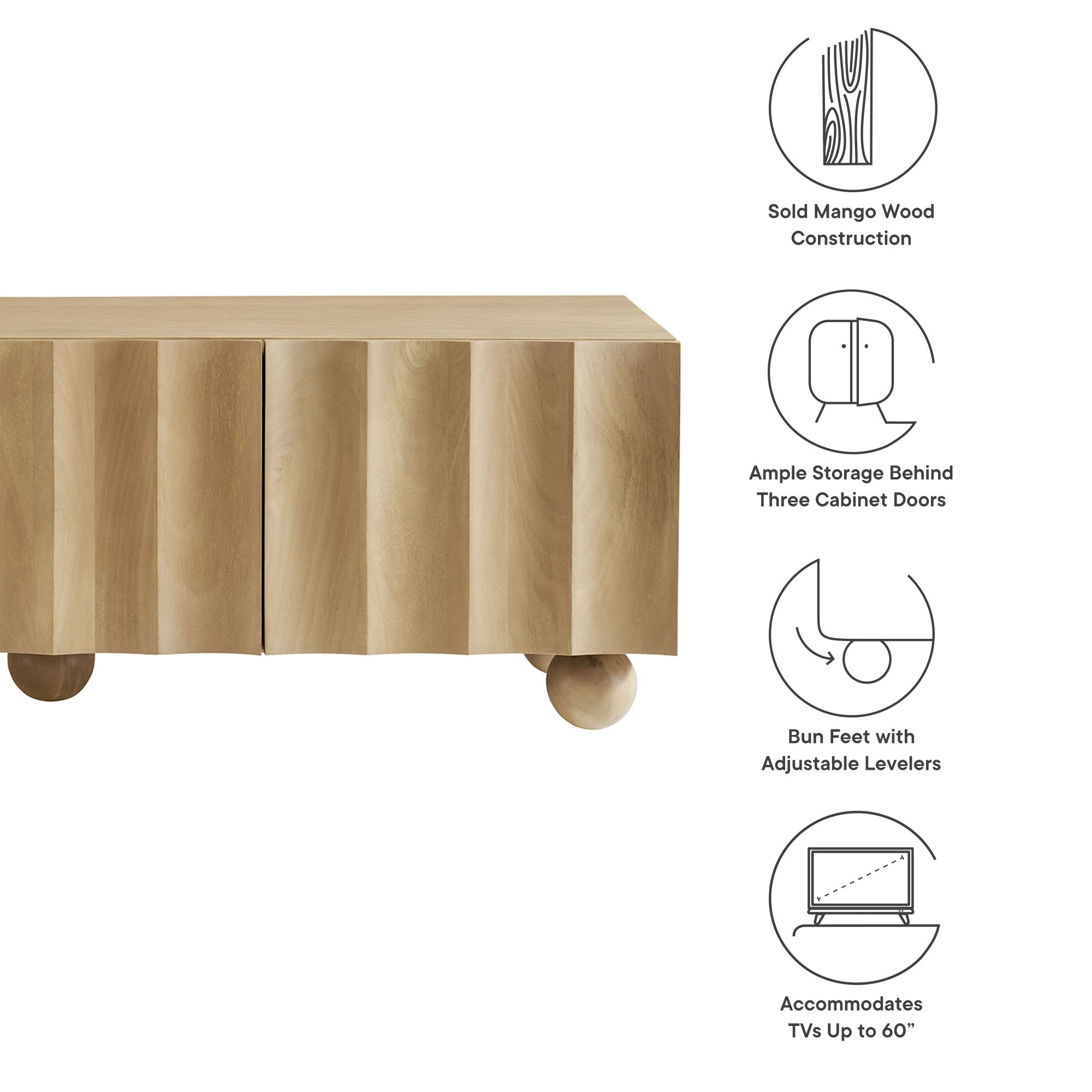 Sorren Scalloped 54" Wood TV Stand - Walnut
