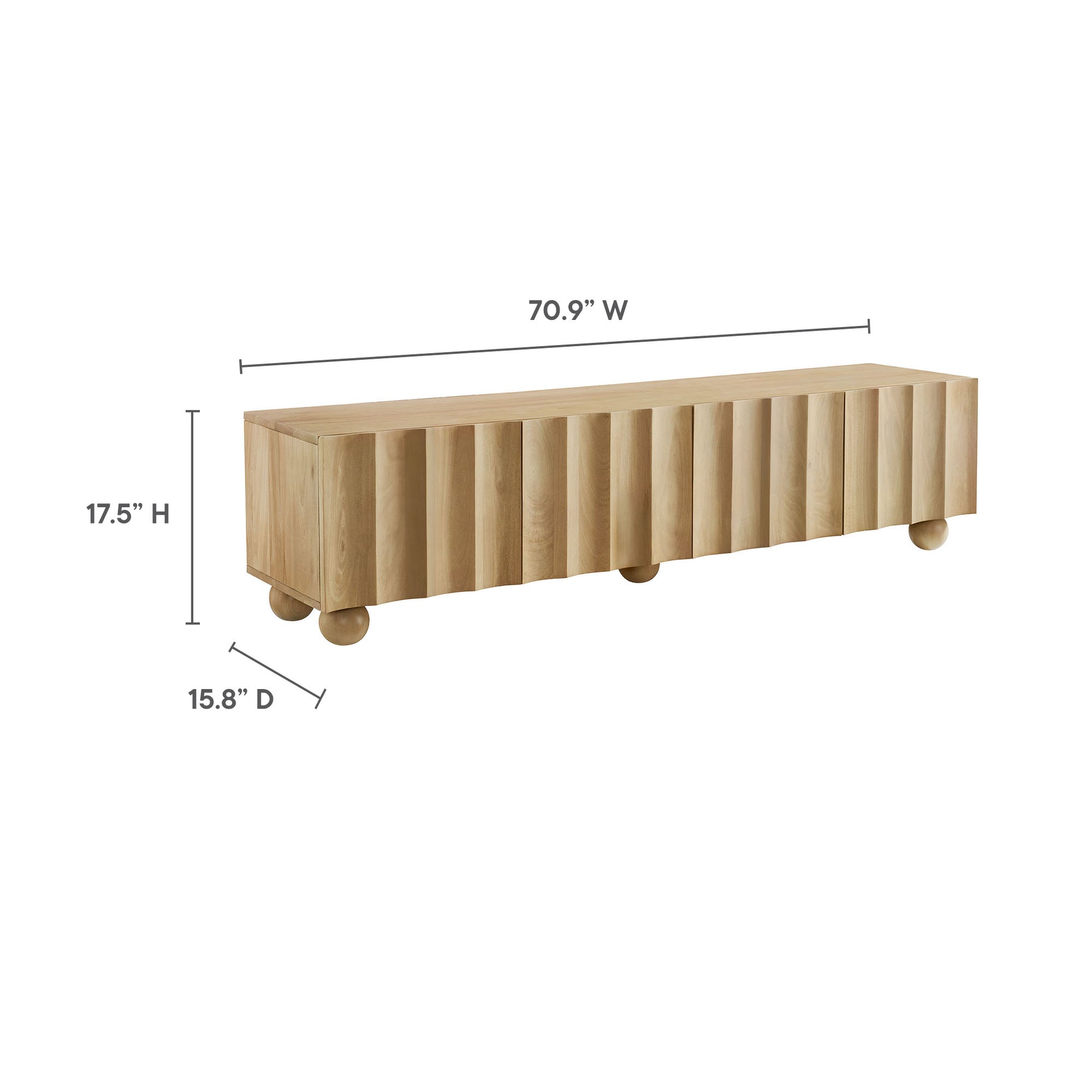 Sorren Scalloped 71" Wood TV Stand - Walnut