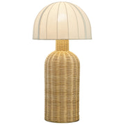 Santo Rattan Table Lamp With Dome Shade - White Natural
