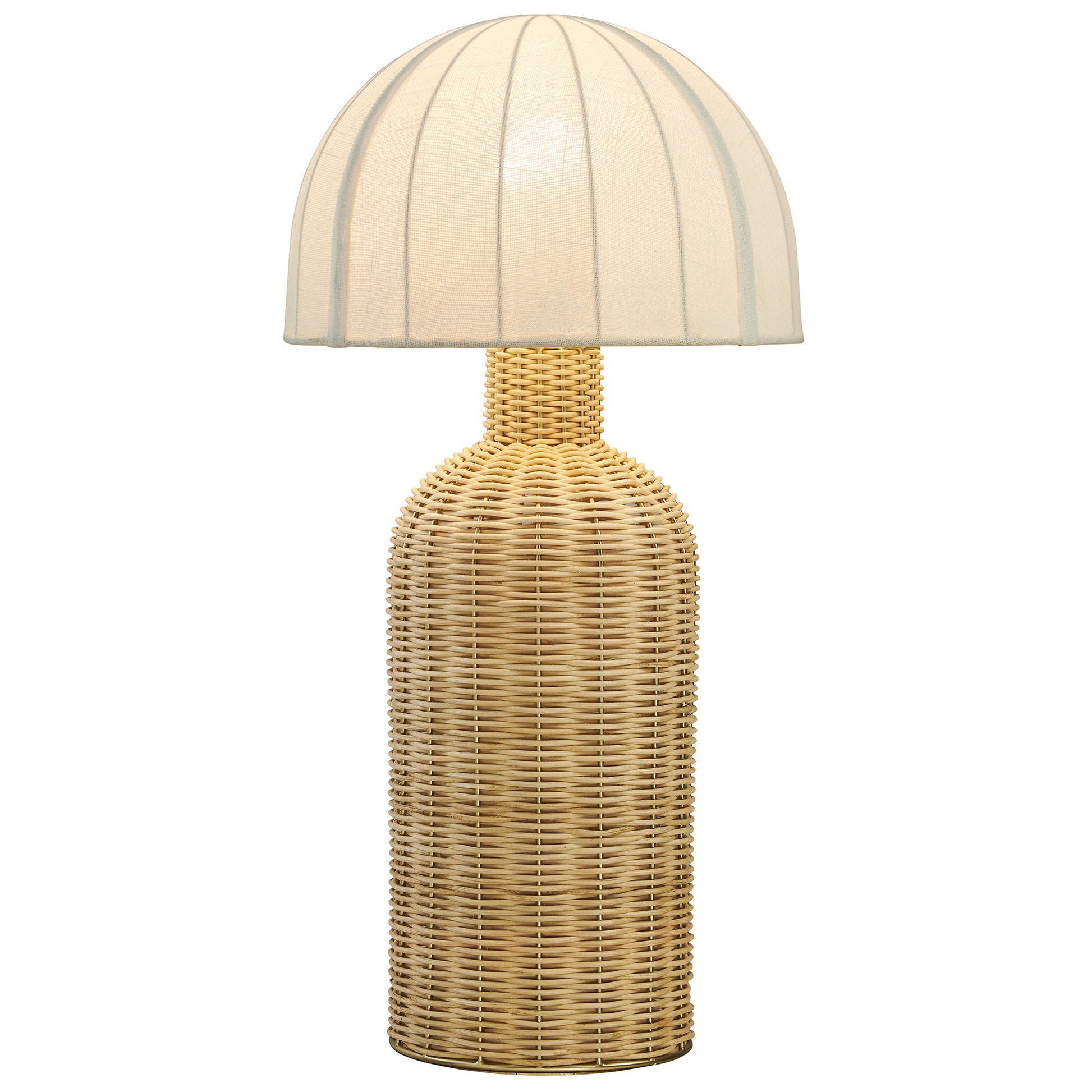 Santo Rattan Table Lamp With Dome Shade - White Natural