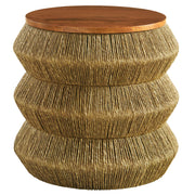 Maris Seagrass and Wood End Table - Walnut Natural