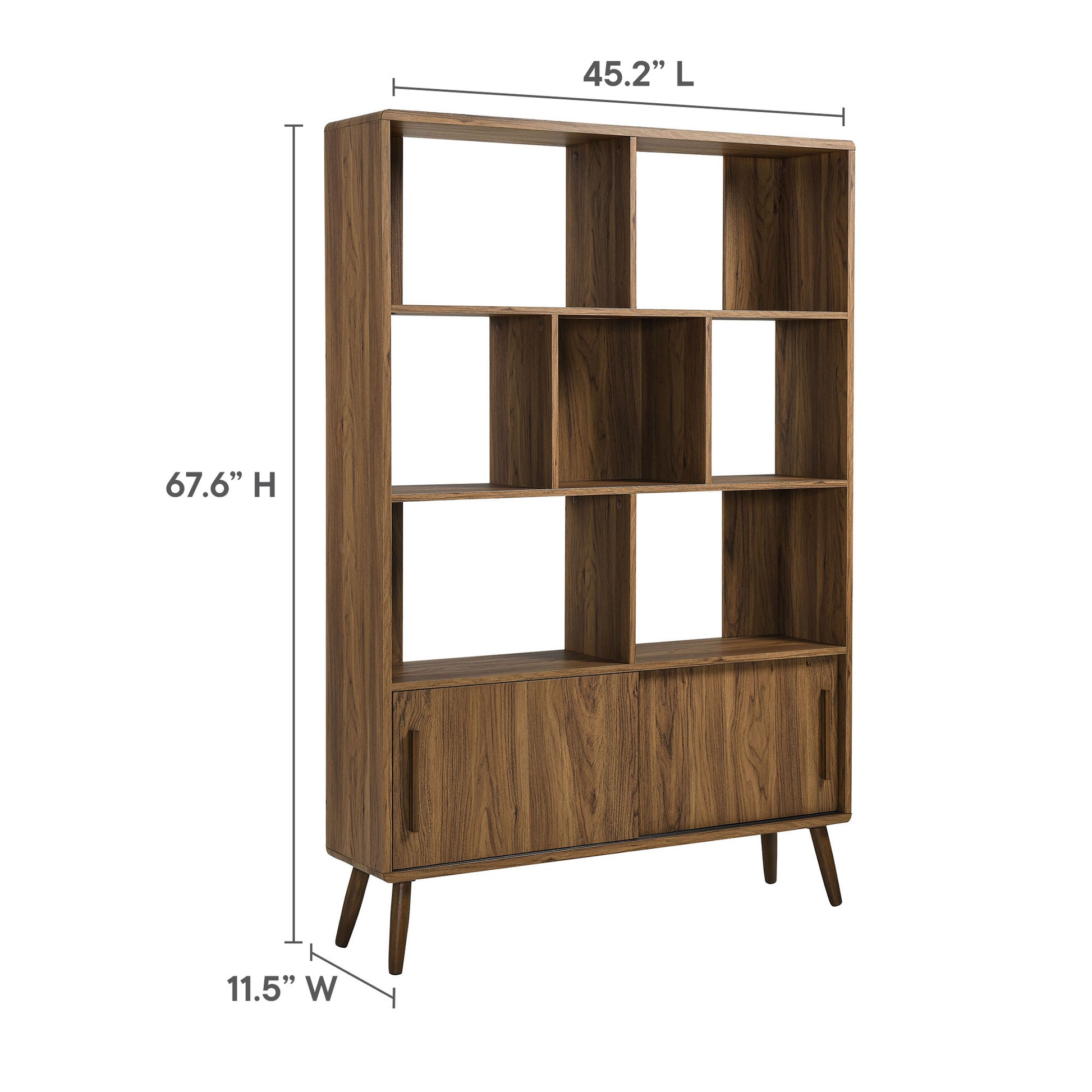 Transmit 45" Bookcase with Sliding Doors - Walnut Linen