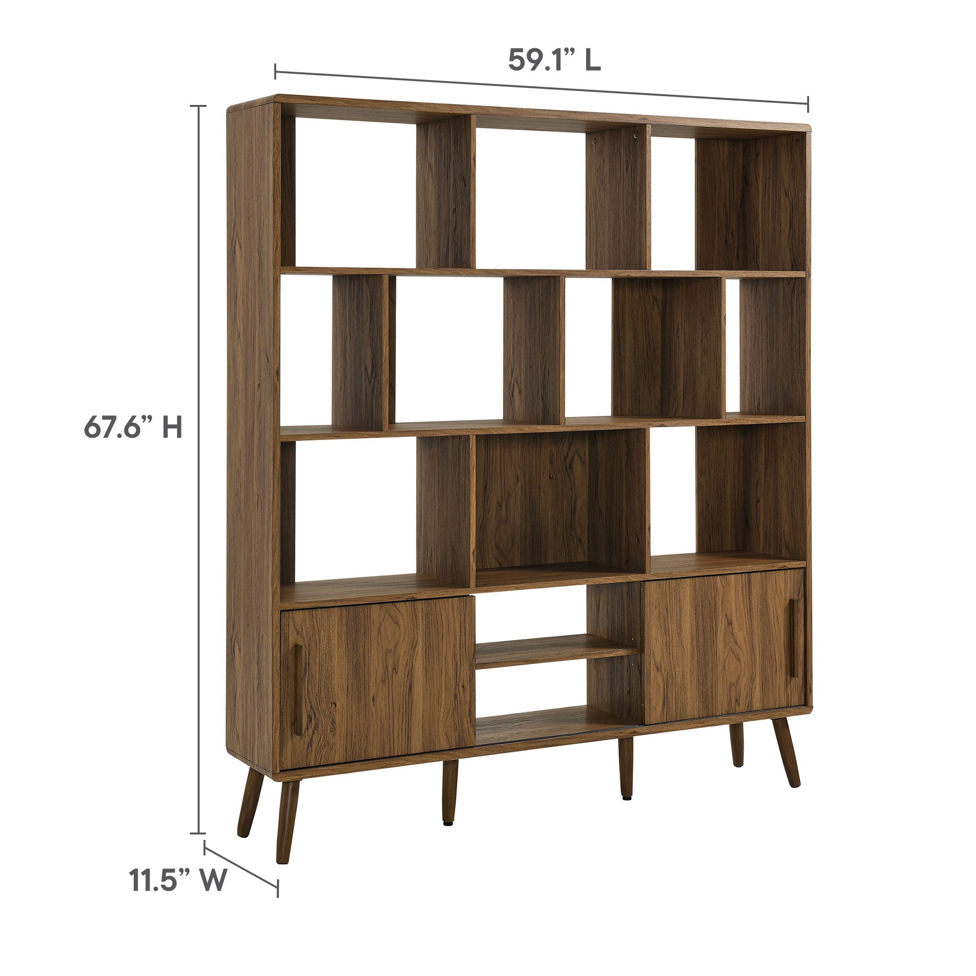 Transmit 59" Bookcase with Sliding Doors - Walnut Linen