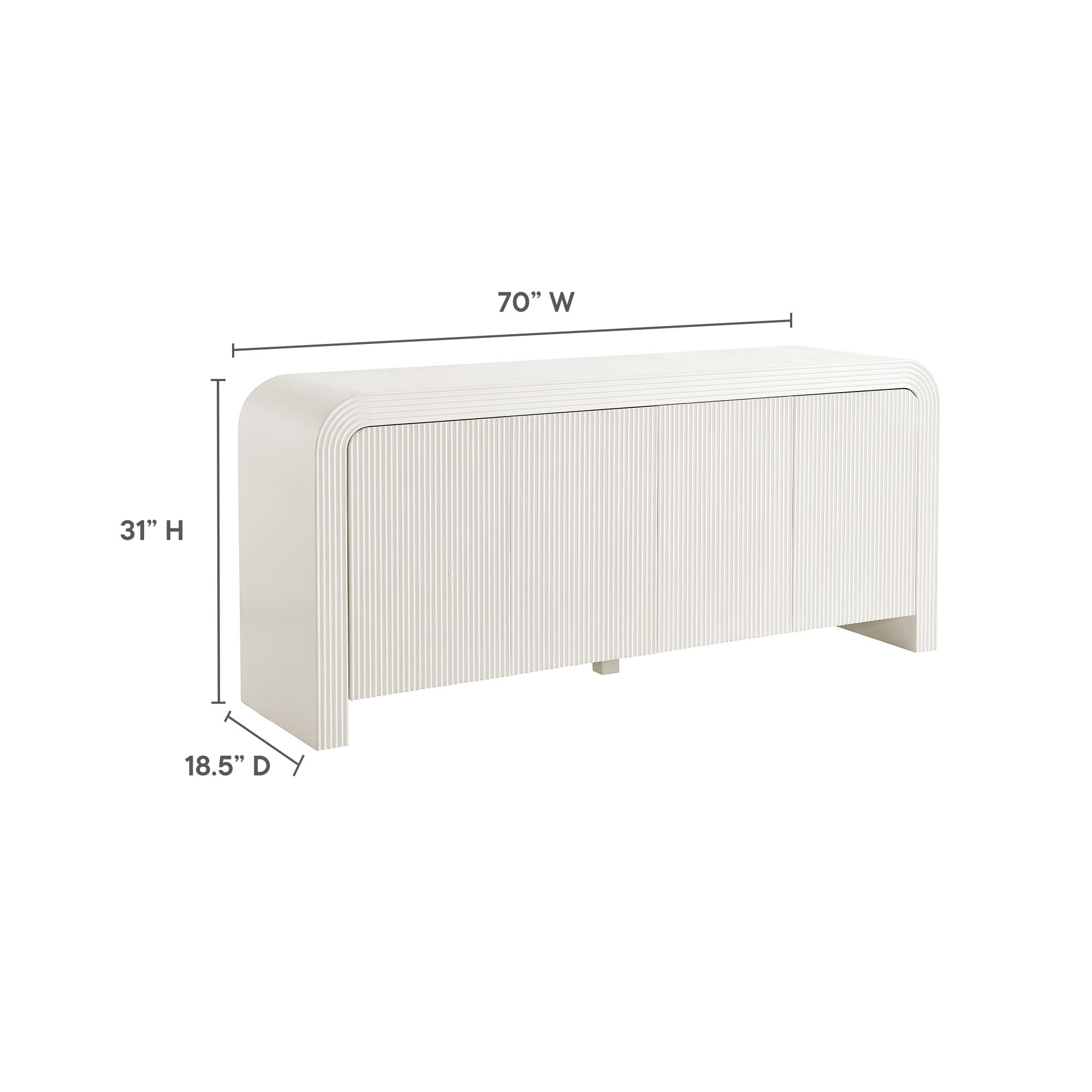 Waterflute 70" Fluted Sideboard Cabinet - Walnut
