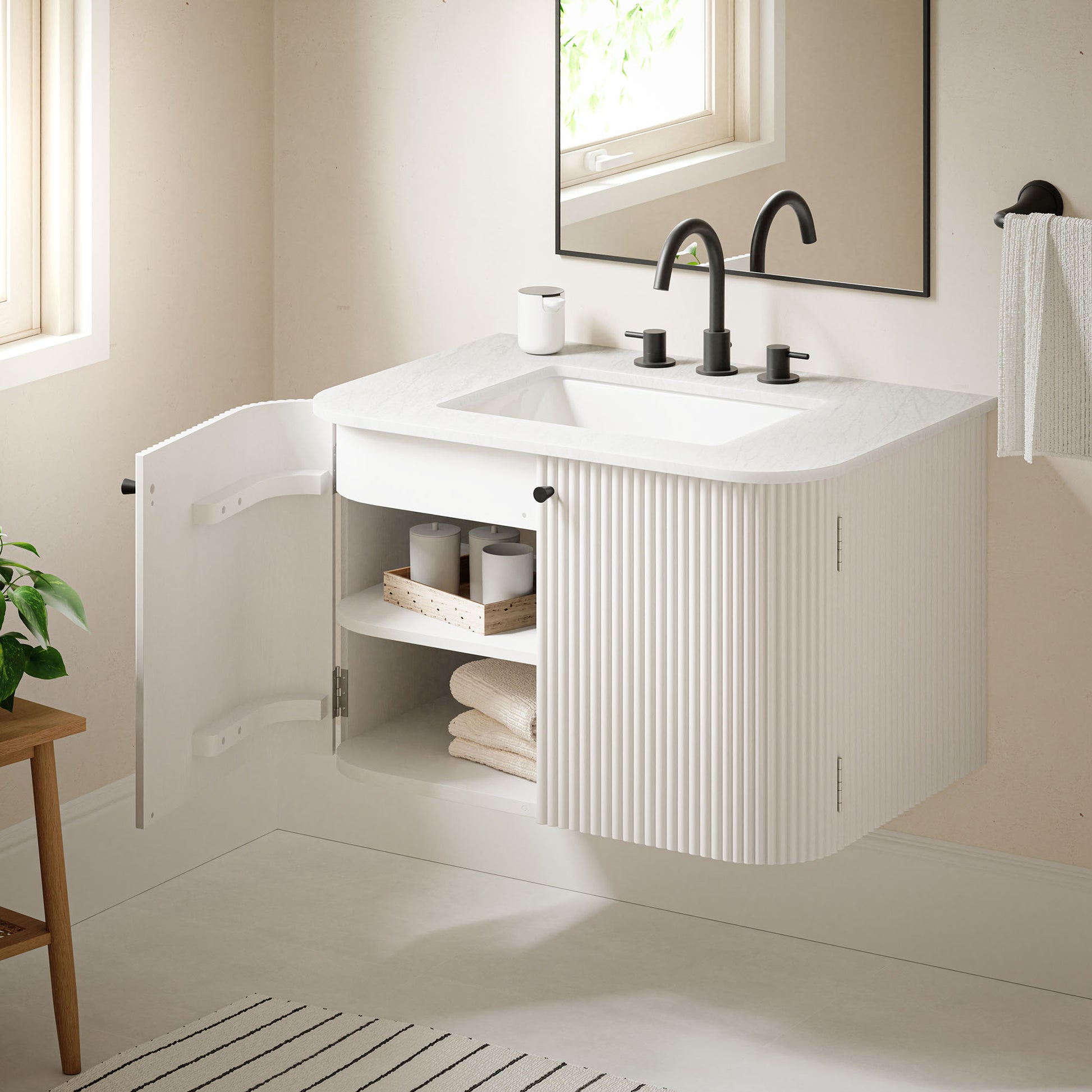 Zia 30" Wall-Mount Bathroom Vanity with Marble Sink