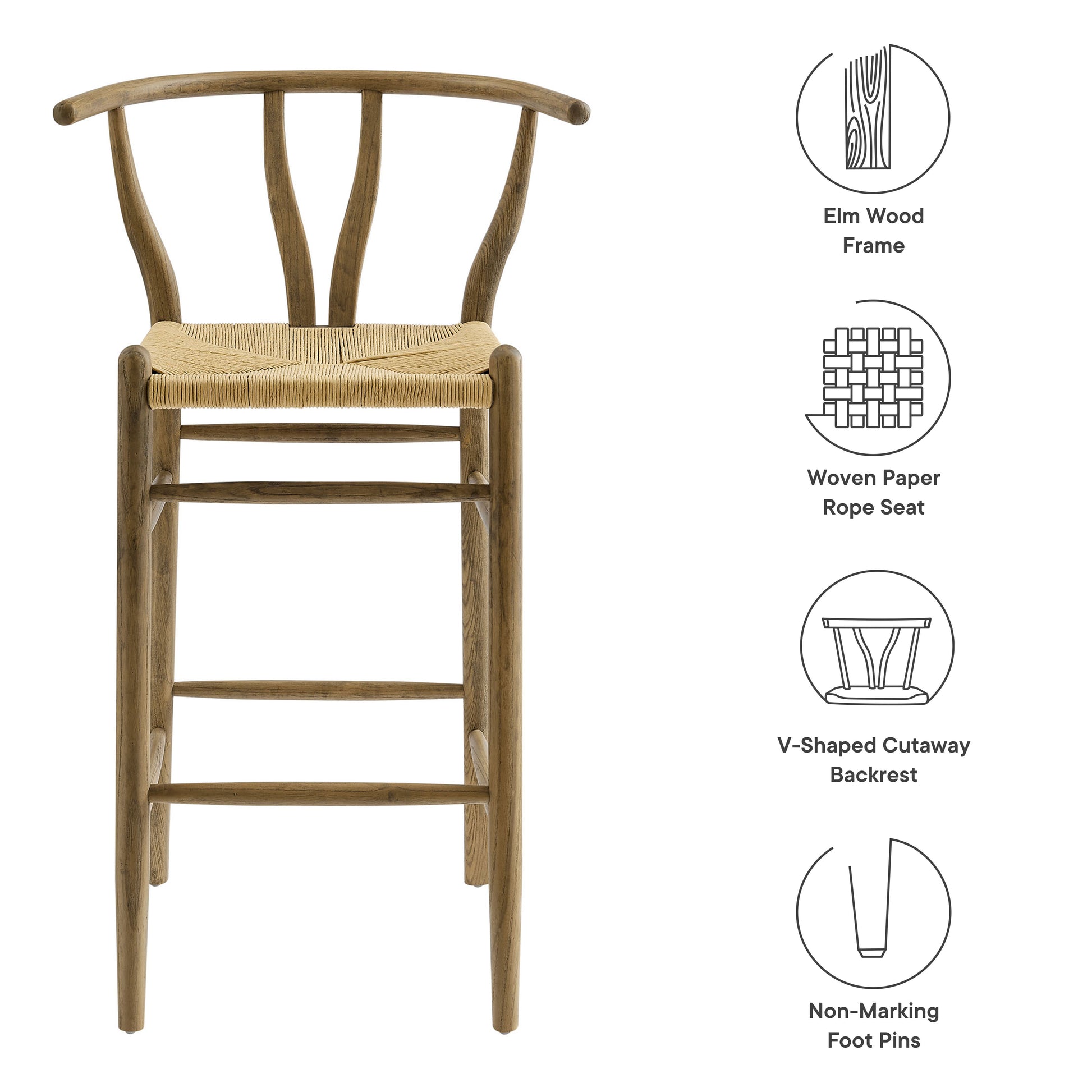 Amish Wood Bar Stool - White