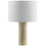 Zenith Travertine Table Lamp With Fabric Drum Shade - Travertine