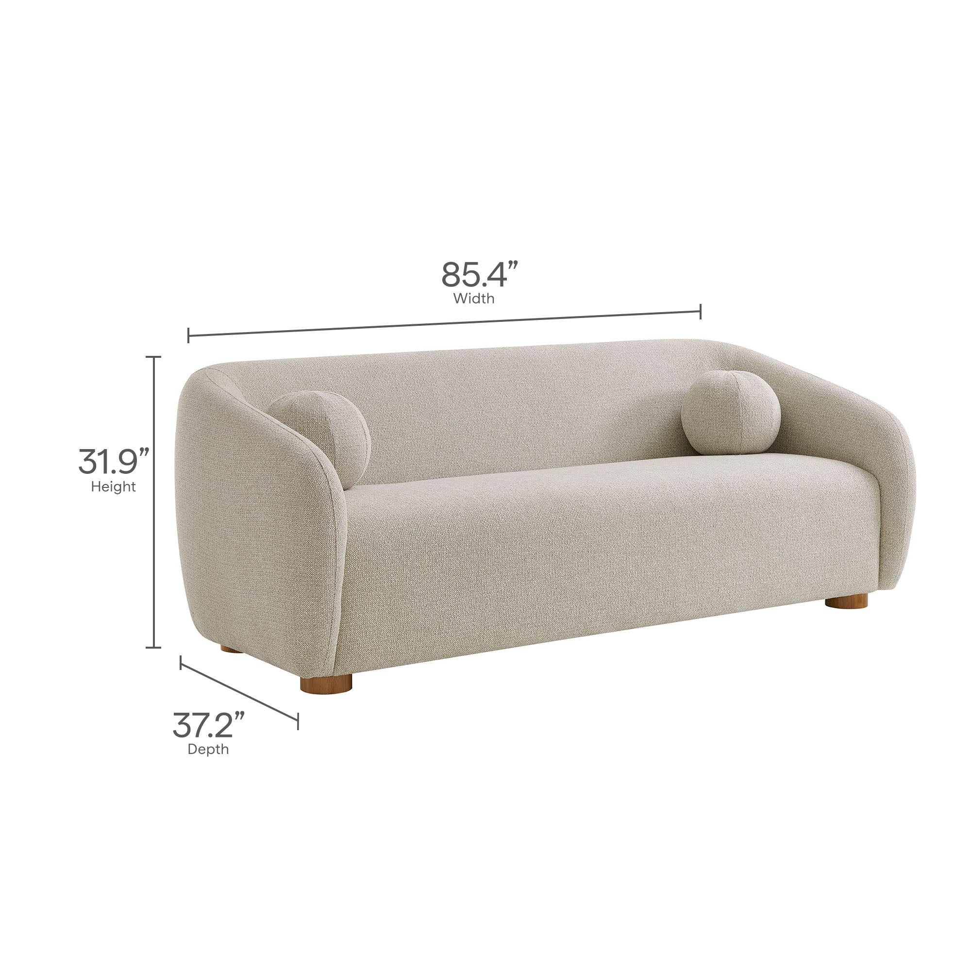 Holland 85" Chenille Fabric Sofa - Taupe