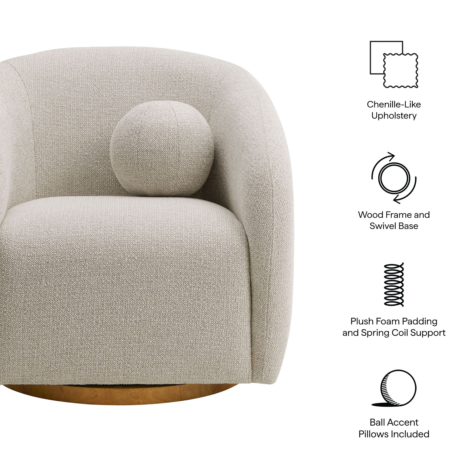 Holland Swivel Chenille Fabric Armchair - Navy